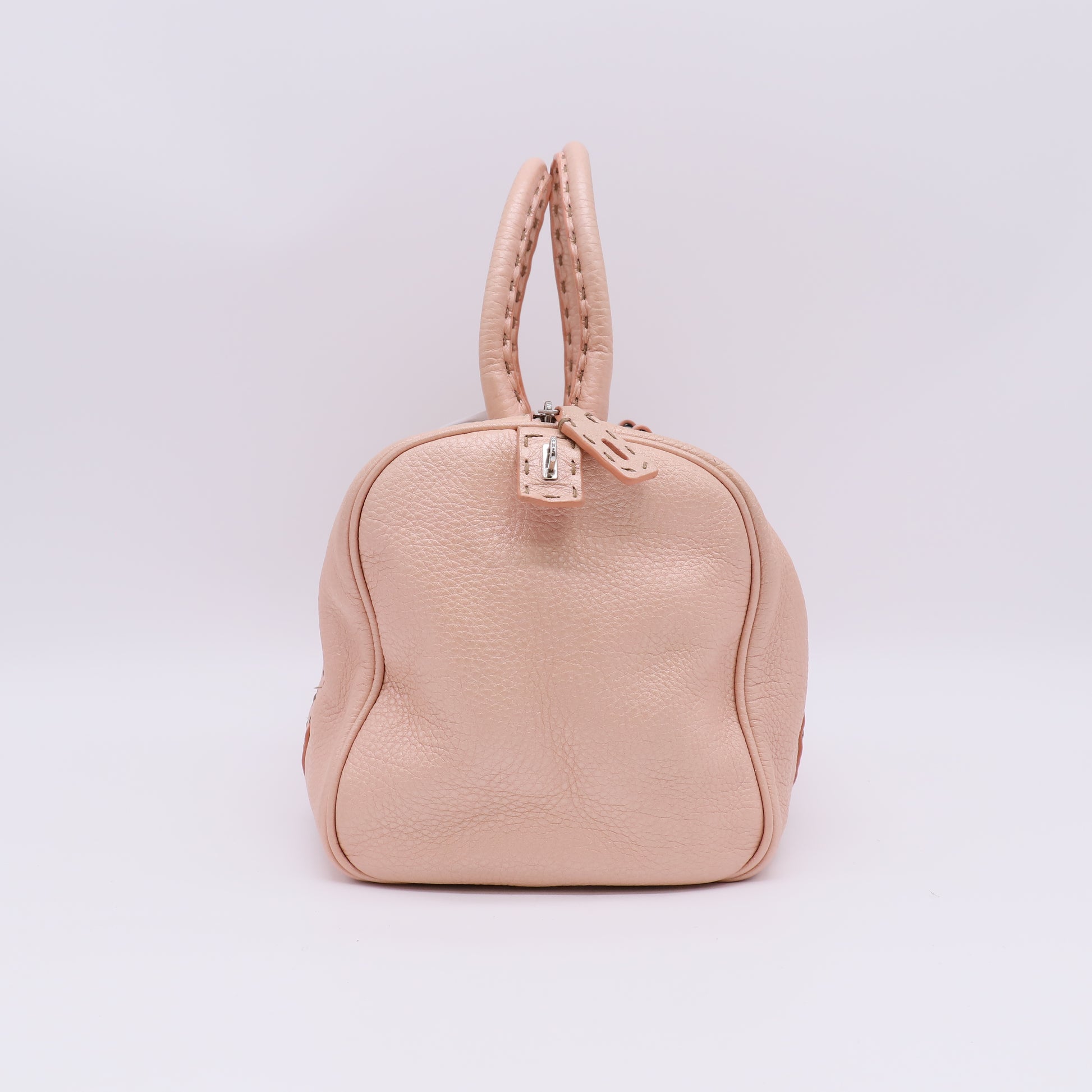 Fendi Pink Selleria Leather Boston Bag Twins B23206