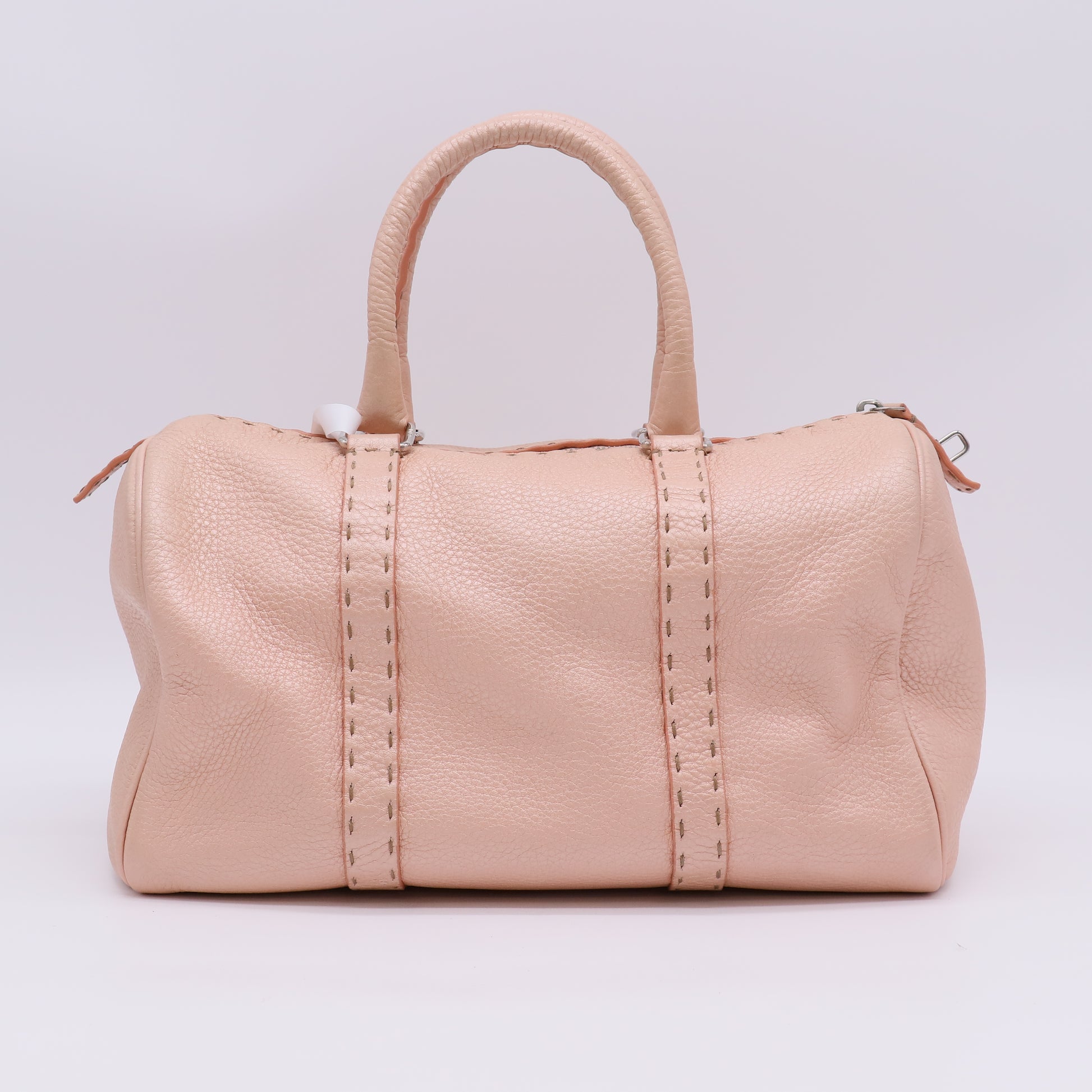 Fendi Pink Selleria Leather Boston Bag Twins B23206