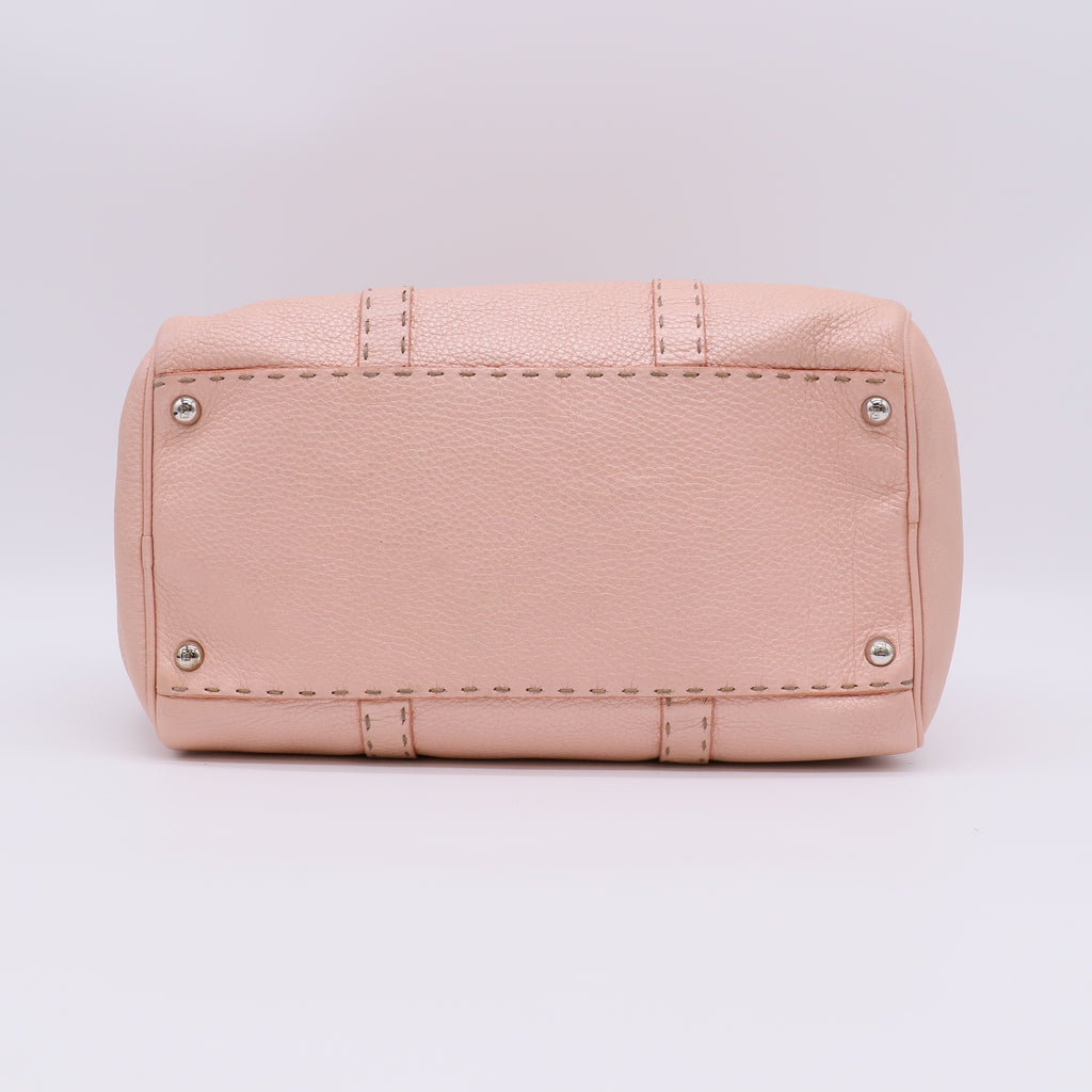Fendi Pink Selleria Leather Boston Bag Twins B23206