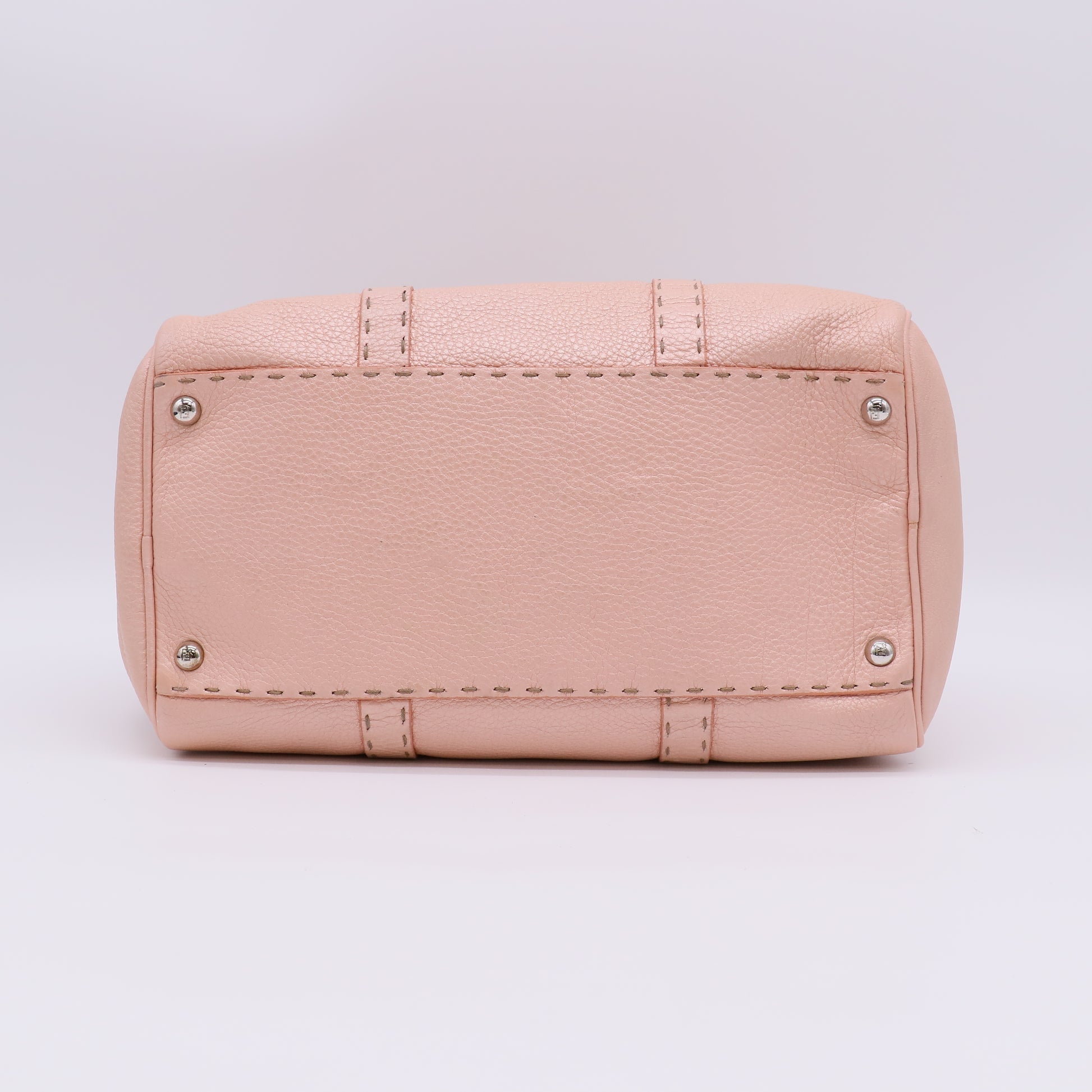 Fendi Pink Selleria Leather Boston Bag Twins B23206