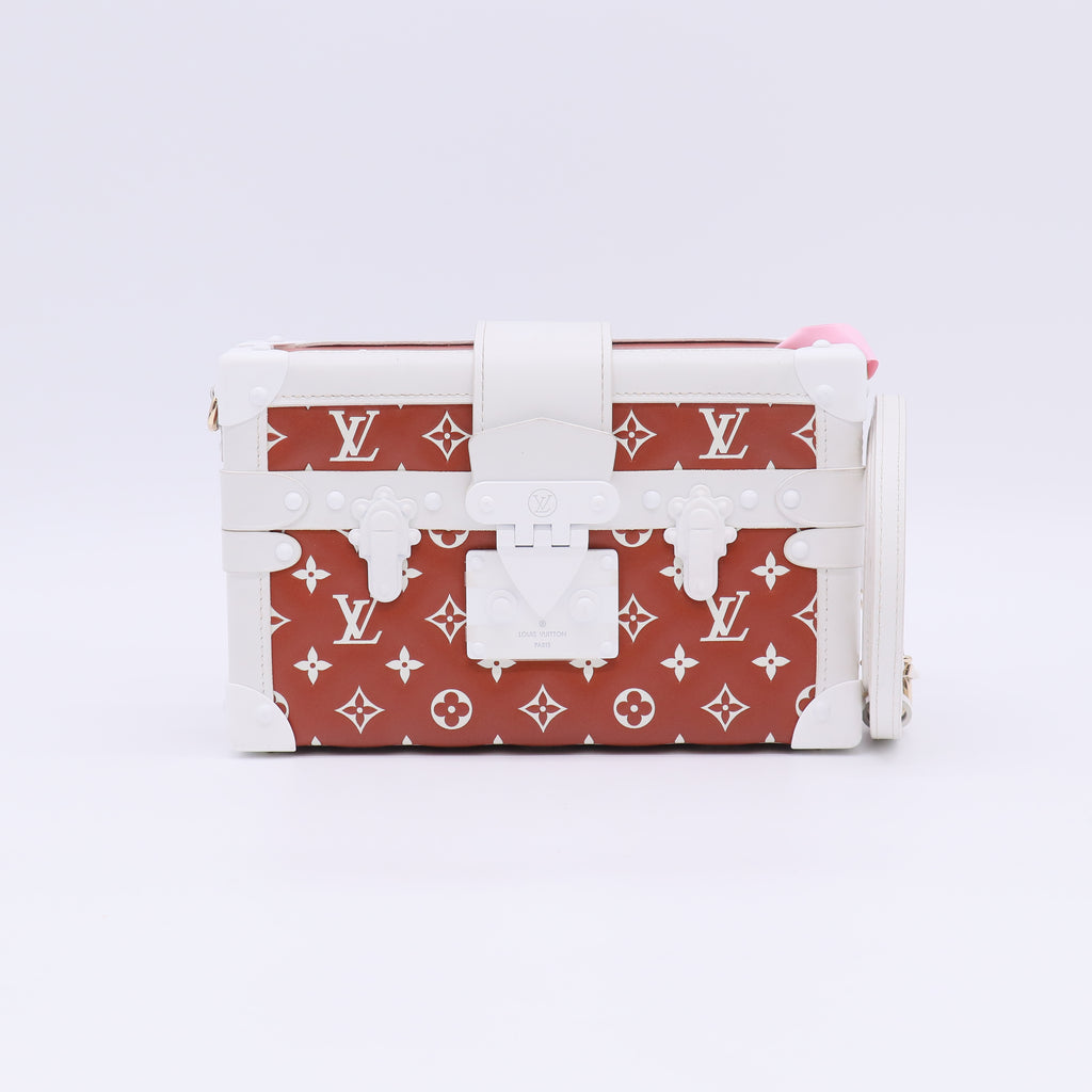 Louis Vuitton Lambskin Embossed Monogram Petite Malle Brown White twins LDJ5530