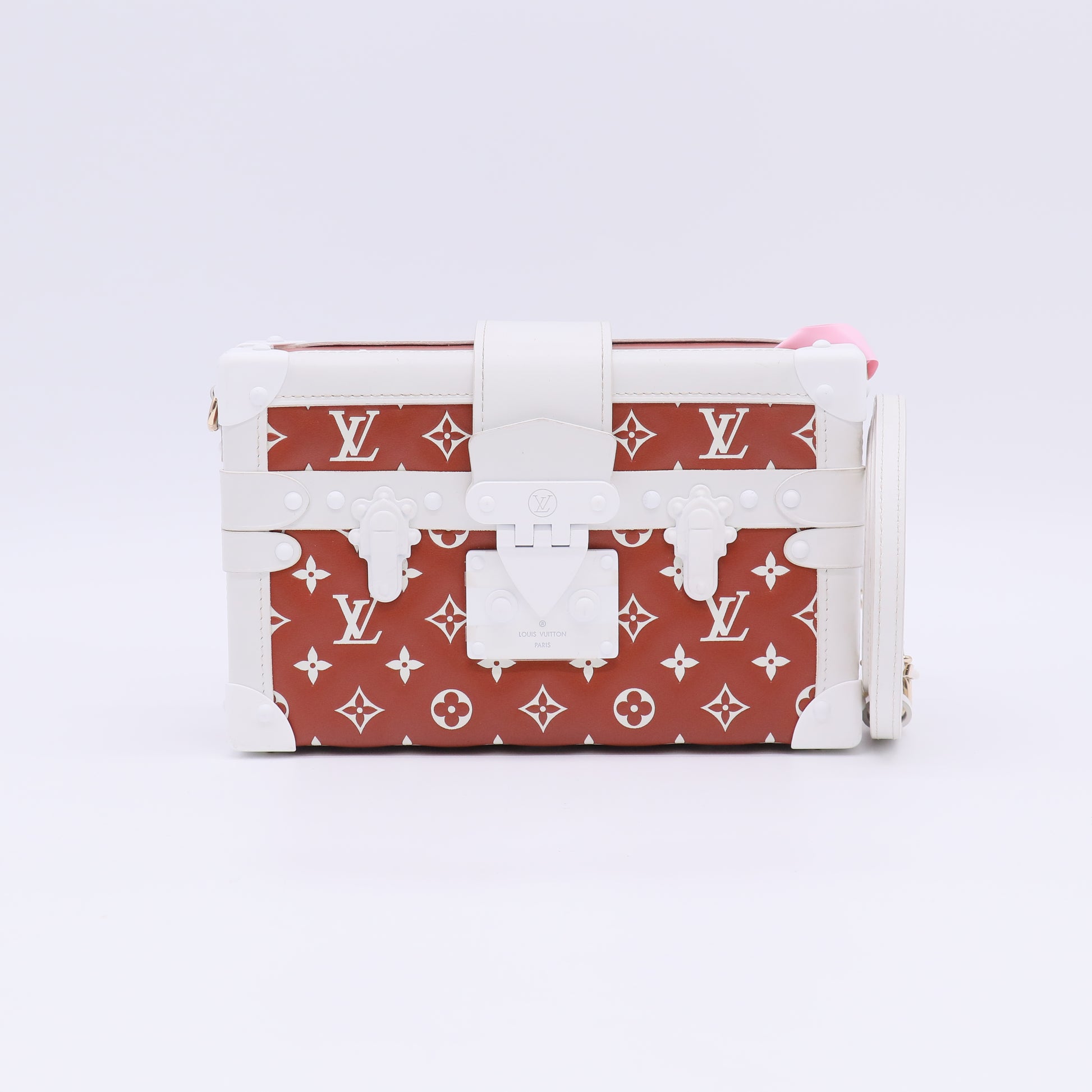 Louis Vuitton Lambskin Embossed Monogram Petite Malle Brown White twins LDJ5530
