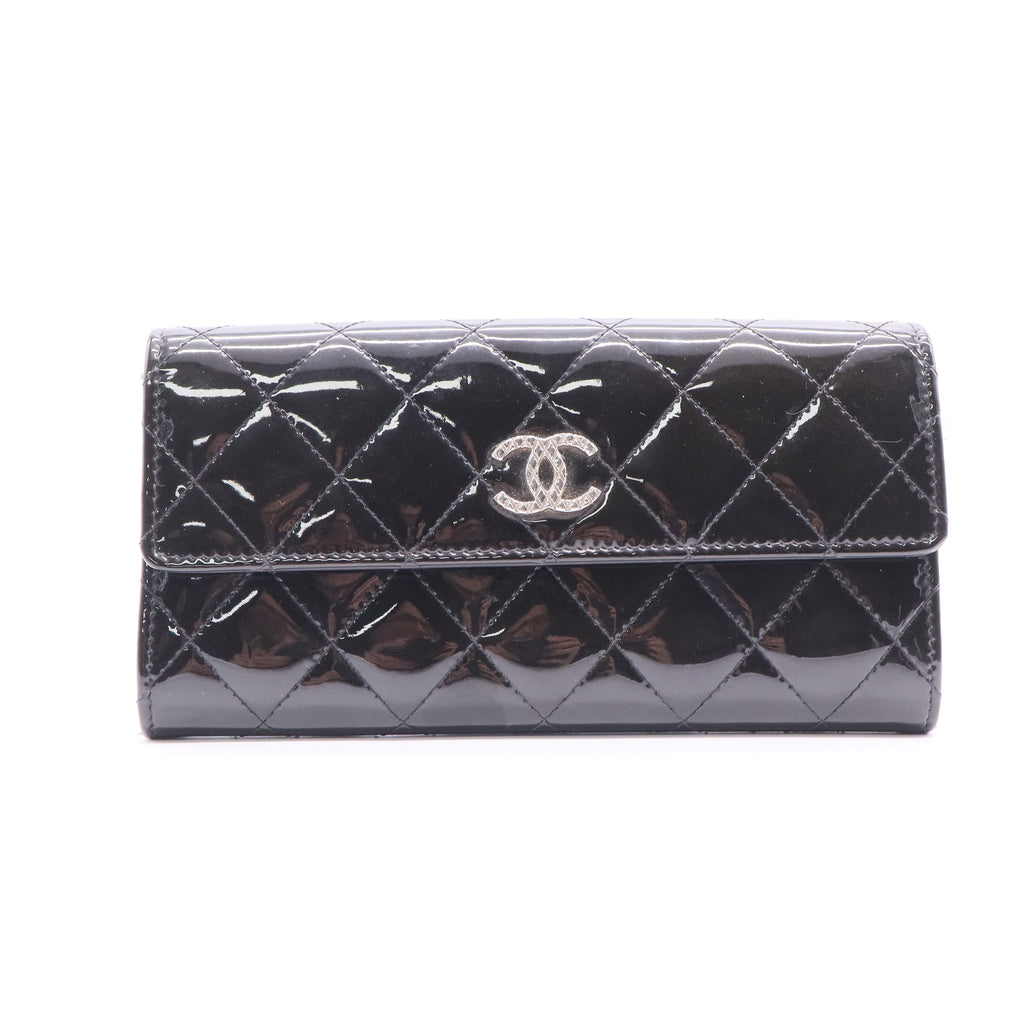 Chanel CC Brilliant Flap Wallet Quilted Patent Long LDJ2696 Twins