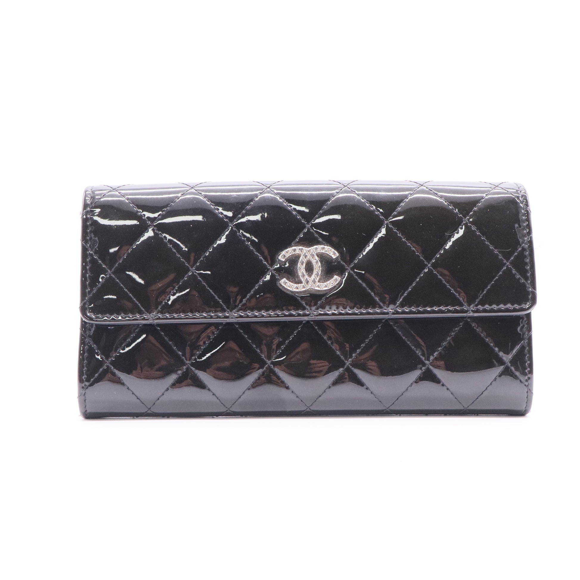 Chanel CC Brilliant Flap Wallet Quilted Patent Long LDJ2696 Twins