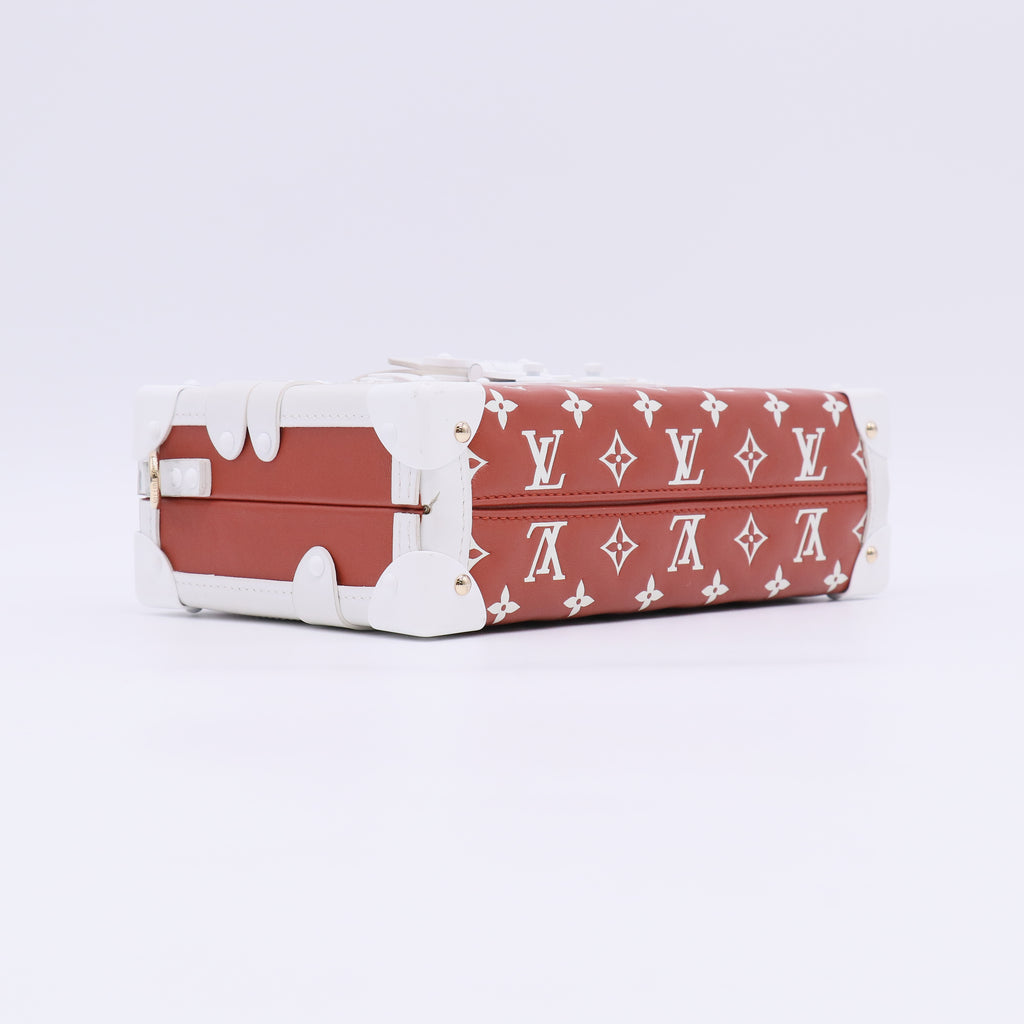 Louis Vuitton Lambskin Embossed Monogram Petite Malle Brown White twins LDJ5530