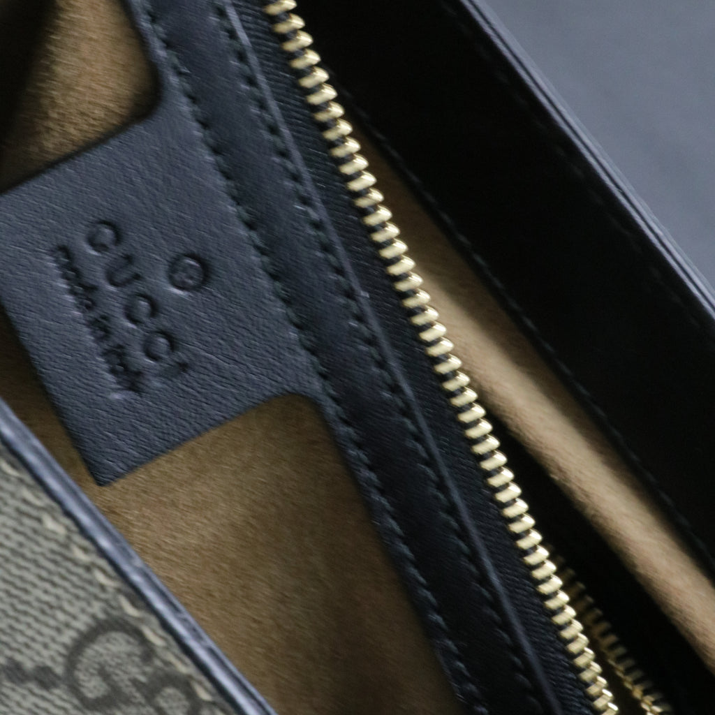 Padlock Top Handle Bag GG Coated Canvas and Leather Small