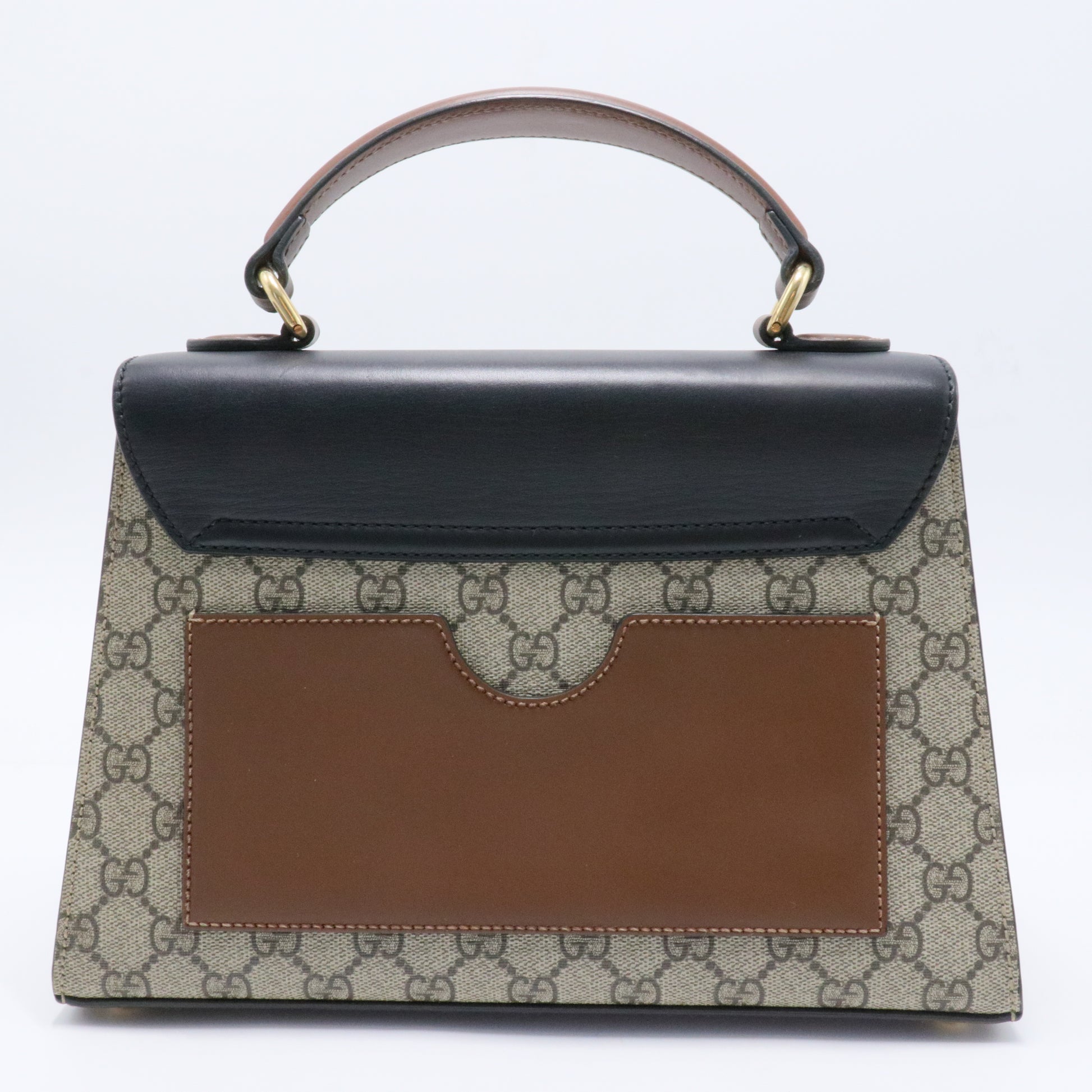 Padlock Top Handle Bag GG Coated Canvas and Leather Small