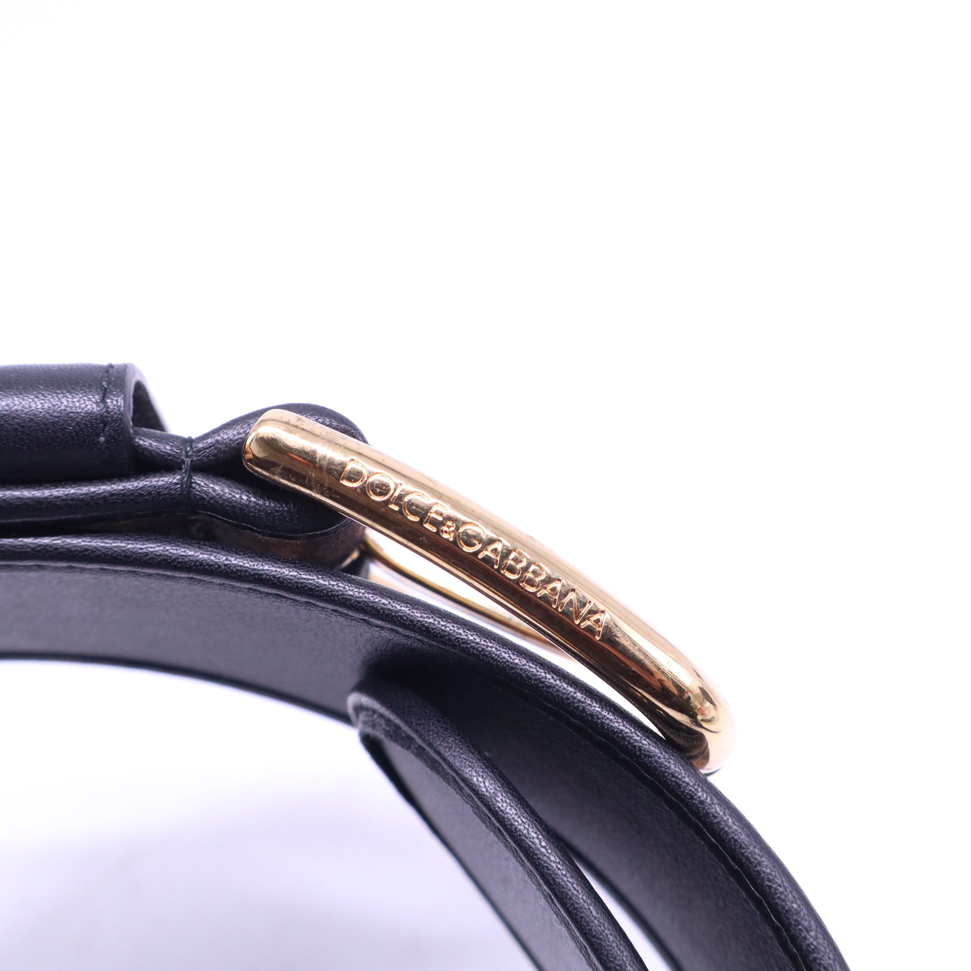 Leopard-print glossy calfskin belt with DG logo