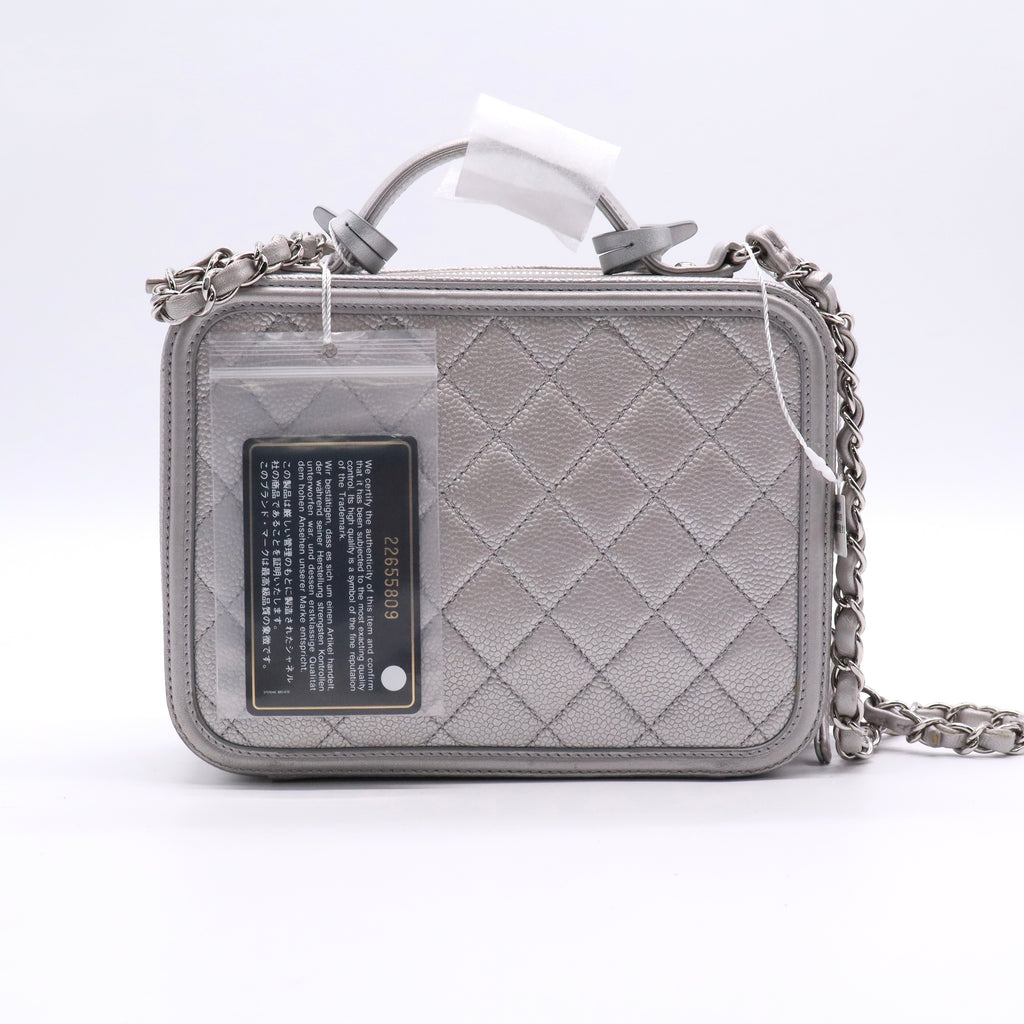 Filigree Vanity Case Quilted Metallic Caviar Medium Twins LDJ2722