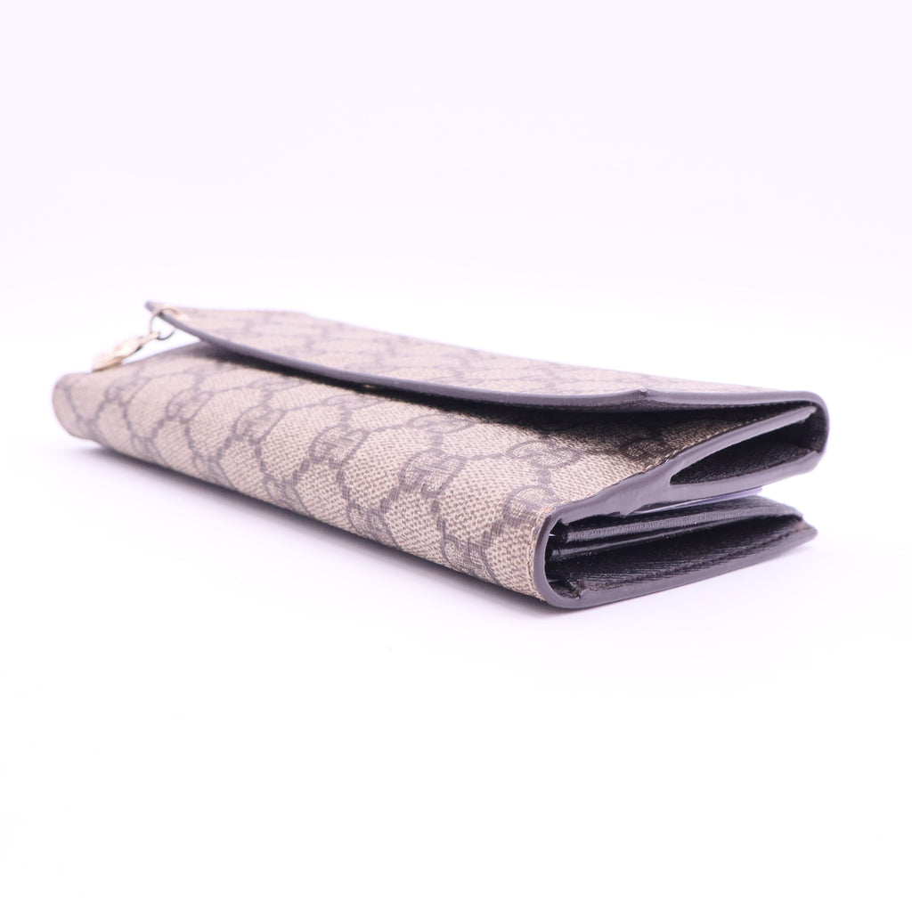 Beige GG Supreme Canvas Interlocking G Continental Wallet