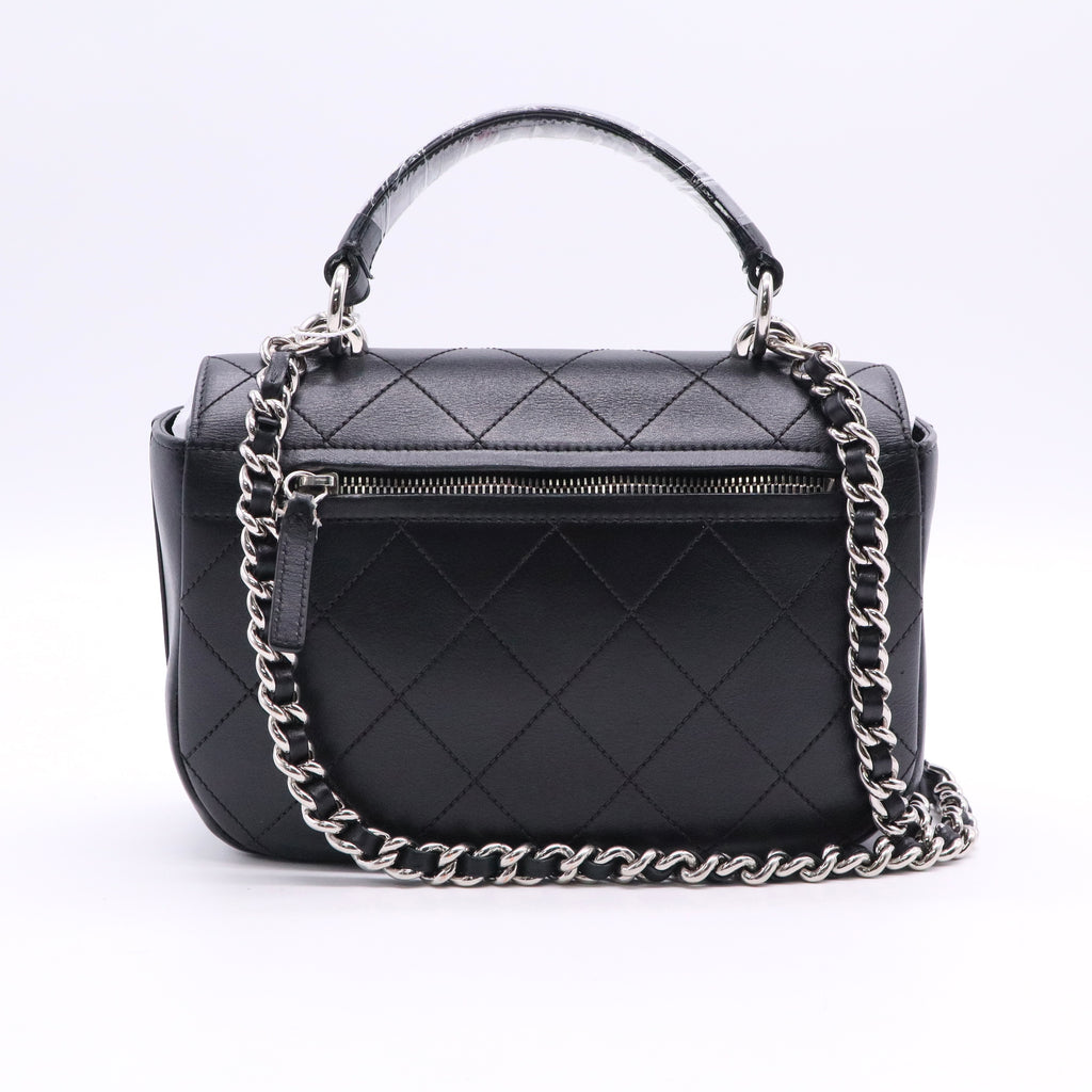 Calfskin Stitched Small Ring My Bag Flap Crossbody Bag Black Twins LDJ2721