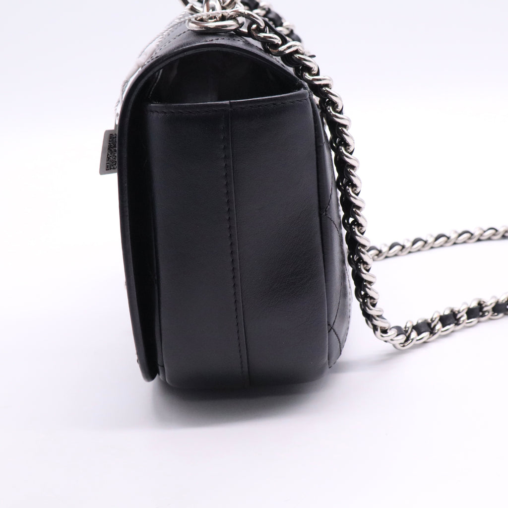 Calfskin Stitched Small Ring My Bag Flap Crossbody Bag Black Twins LDJ2721