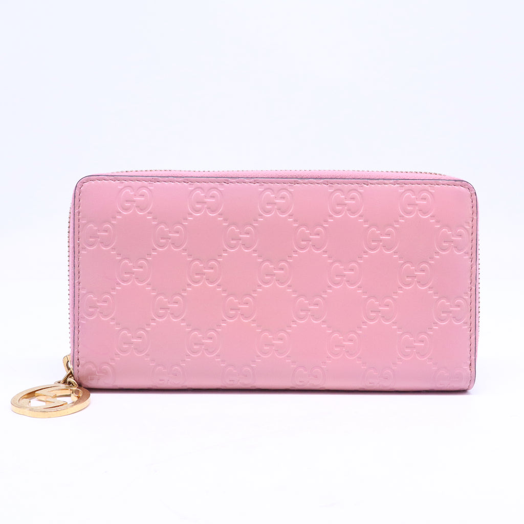 Guccissima Icon Zip Around Wallet Carmine Rose W20766