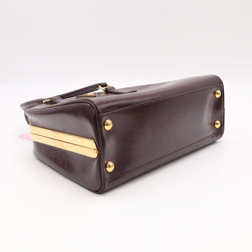 Prada Saffiano Vernice Pyramid Frame Bag twins LDJ5514