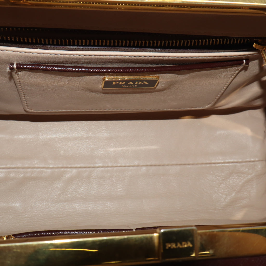Prada Saffiano Vernice Pyramid Frame Bag twins LDJ5514