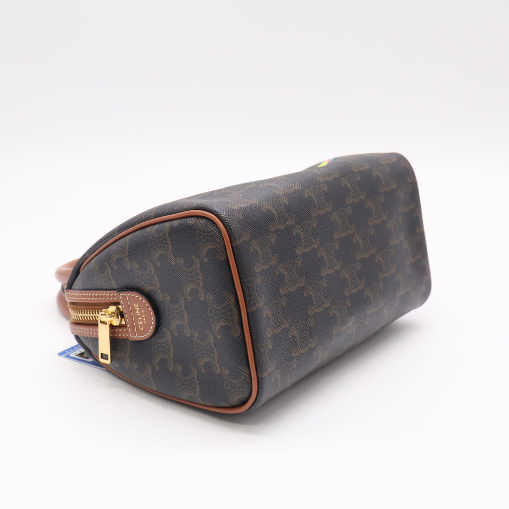Celine Triomphe Canvas Calfskin Boston Bag twins LDJ5516