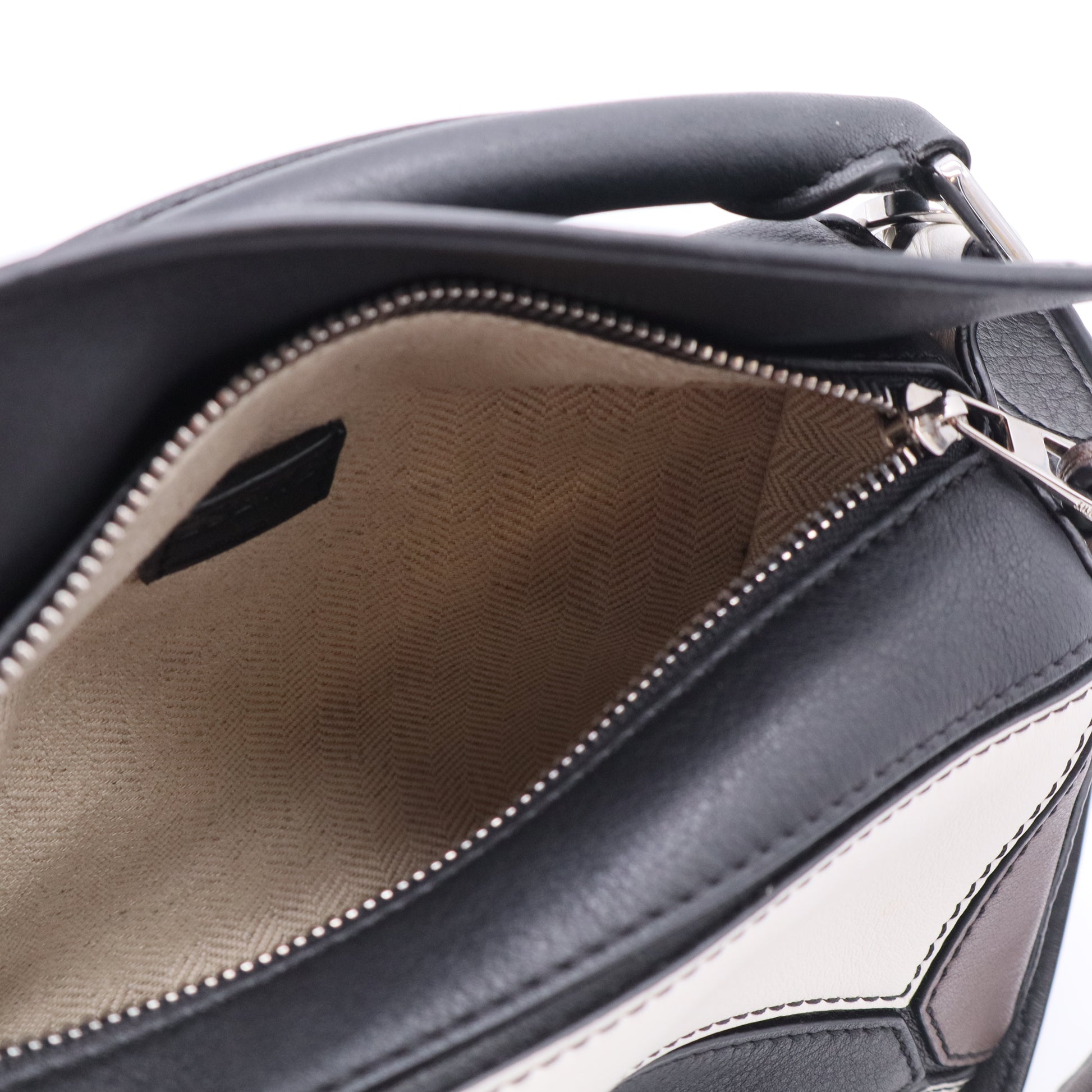 Calfskin Mini Puzzle Bag Black Taupe