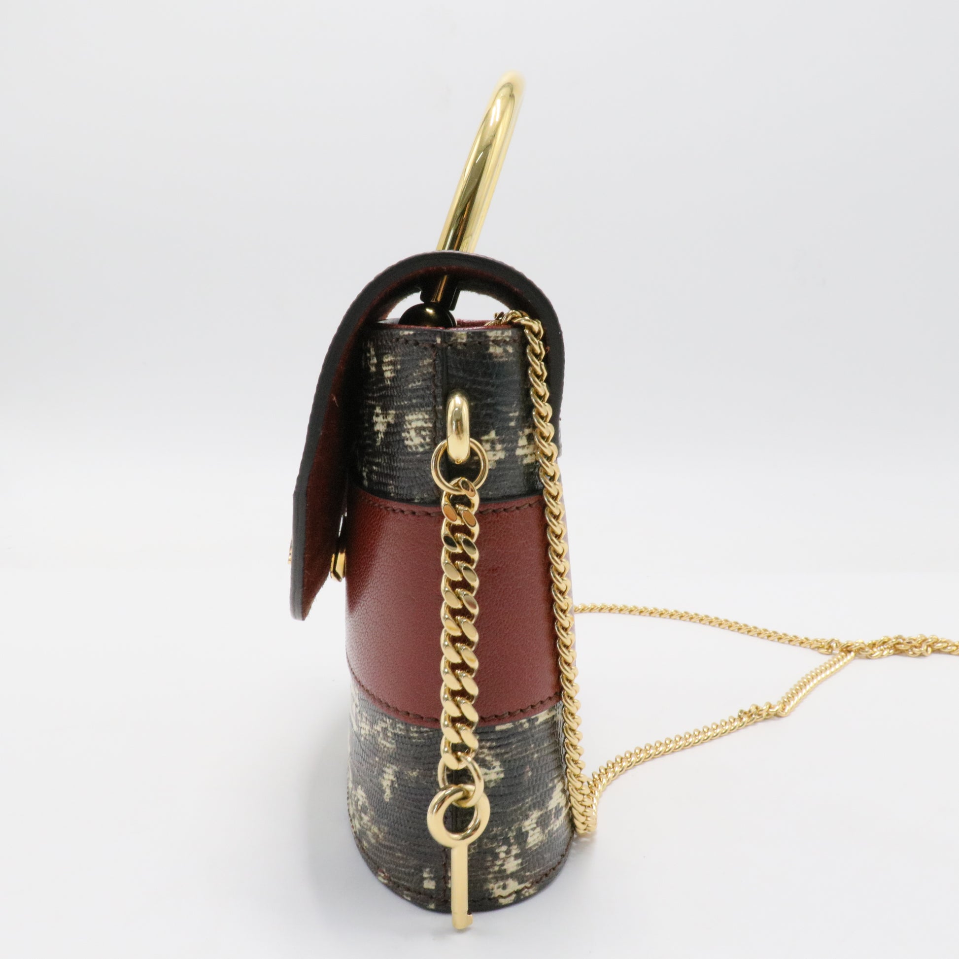 Aby Lock Bag Lizard Embossed Leather Small