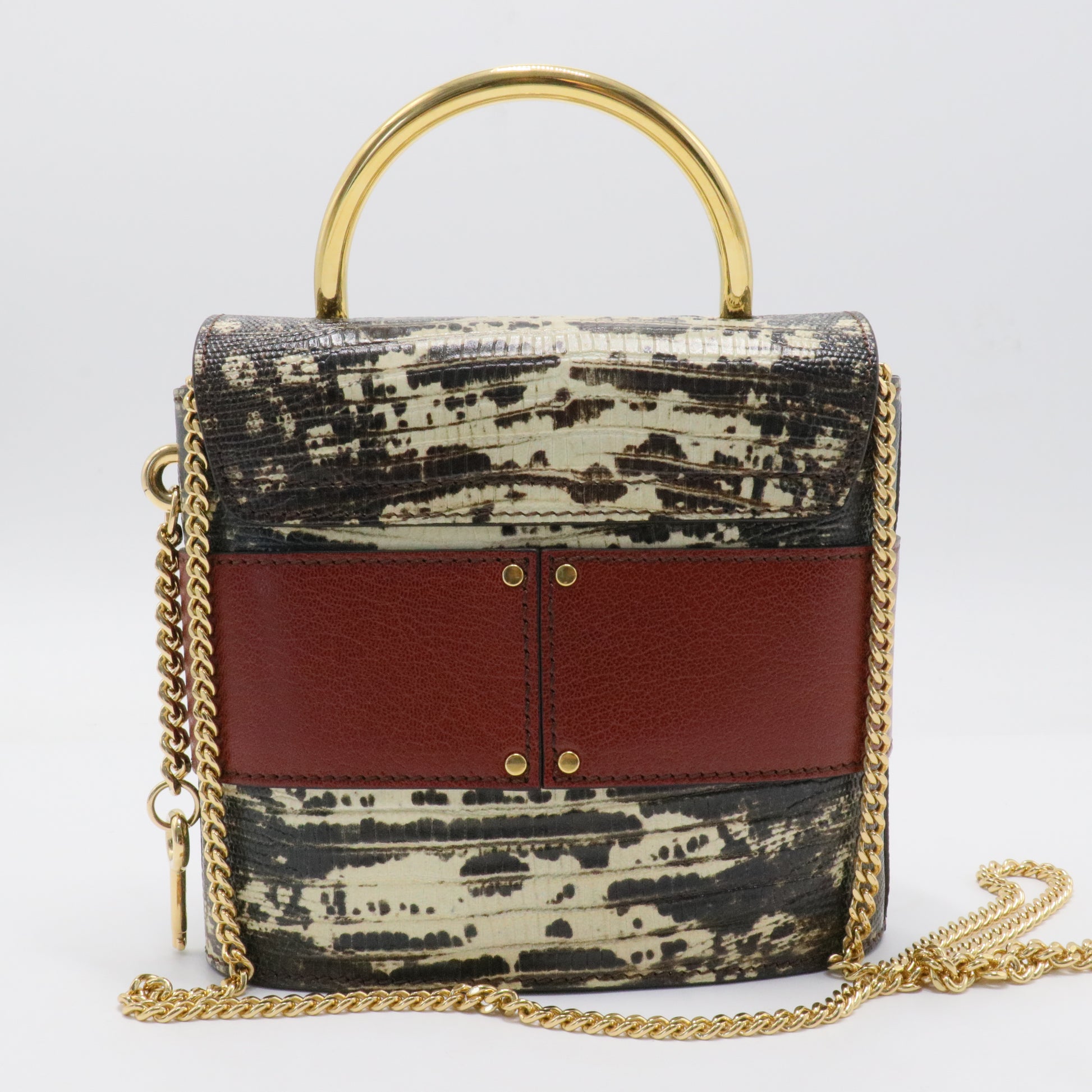 Aby Lock Bag Lizard Embossed Leather Small