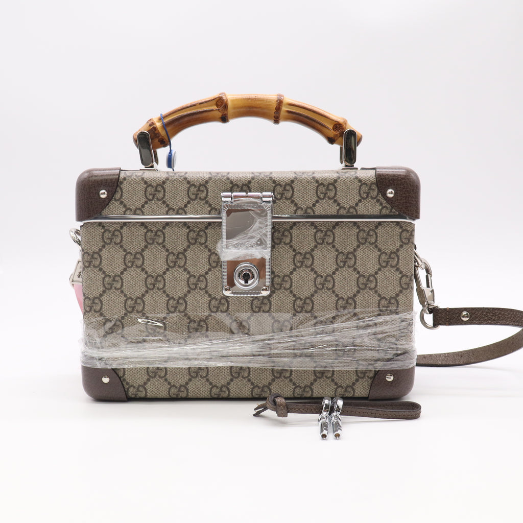 Gucci GG Supreme Monogram Globe-Trotter Beauty Case Brown twins LDJ5519