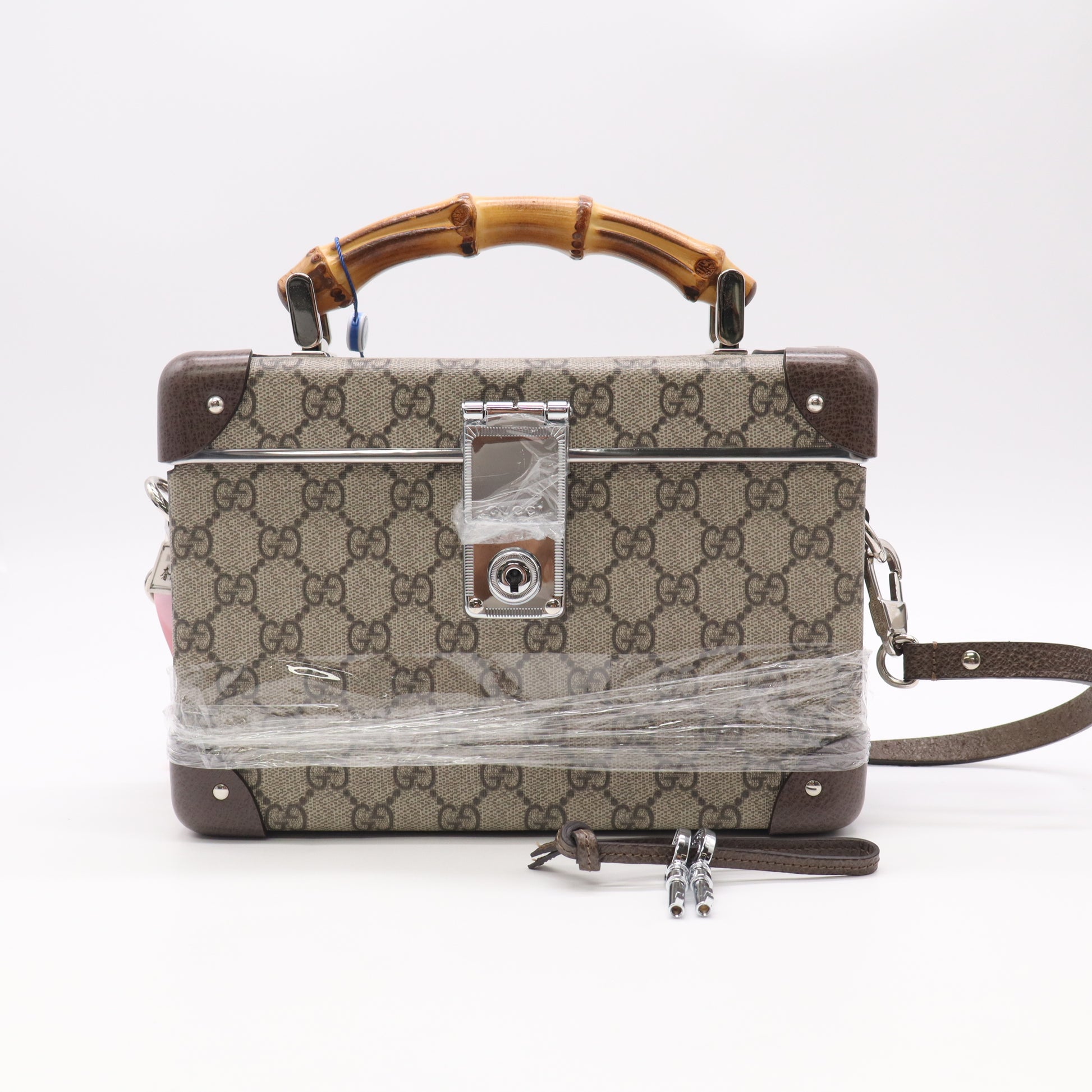 Gucci GG Supreme Monogram Globe-Trotter Beauty Case Brown twins LDJ5519