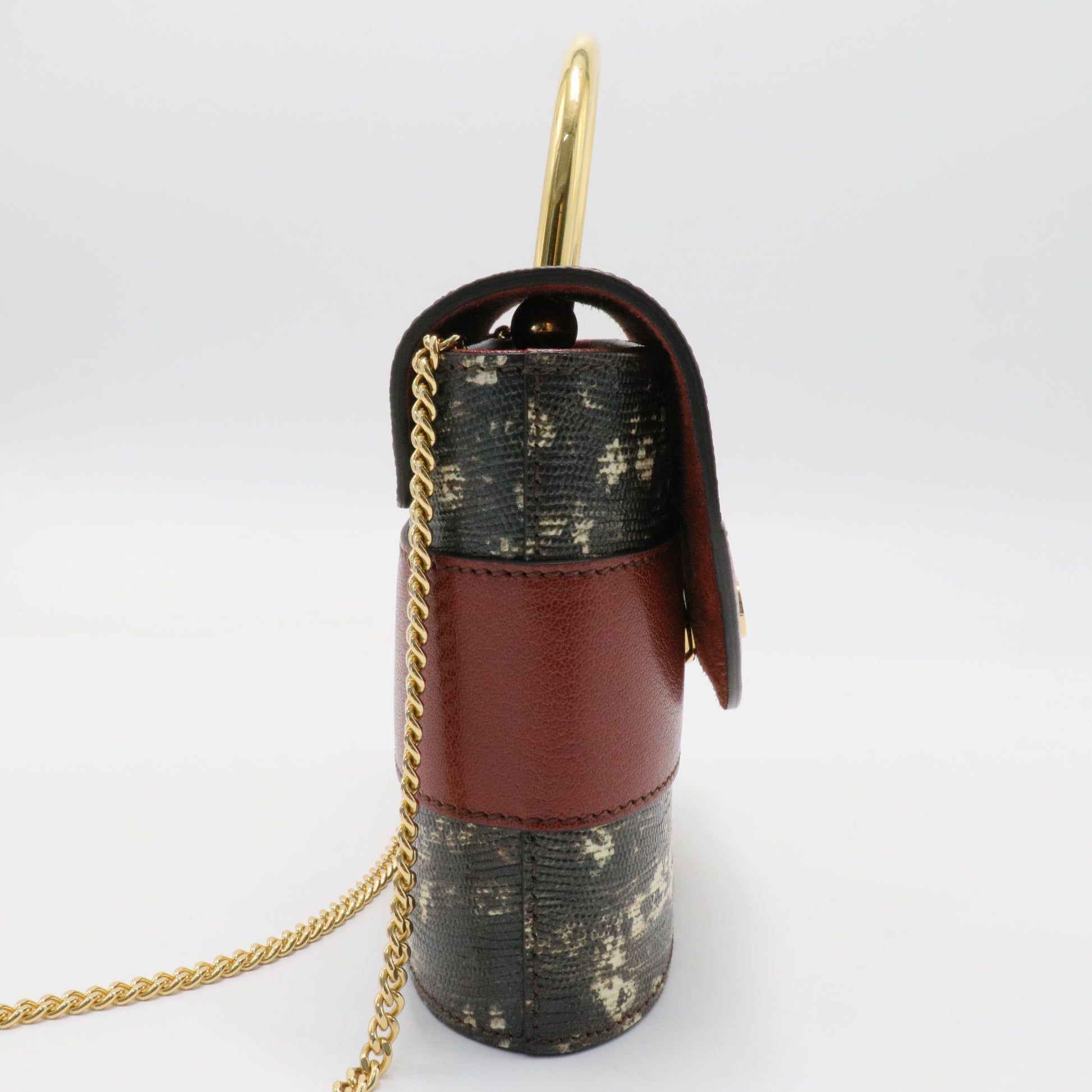 Aby Lock Bag Lizard Embossed Leather Small