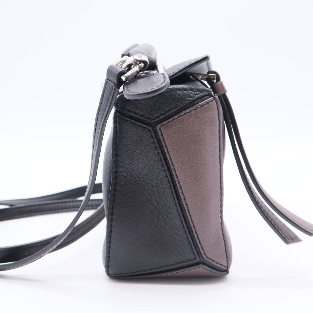 Calfskin Mini Puzzle Bag Black Taupe
