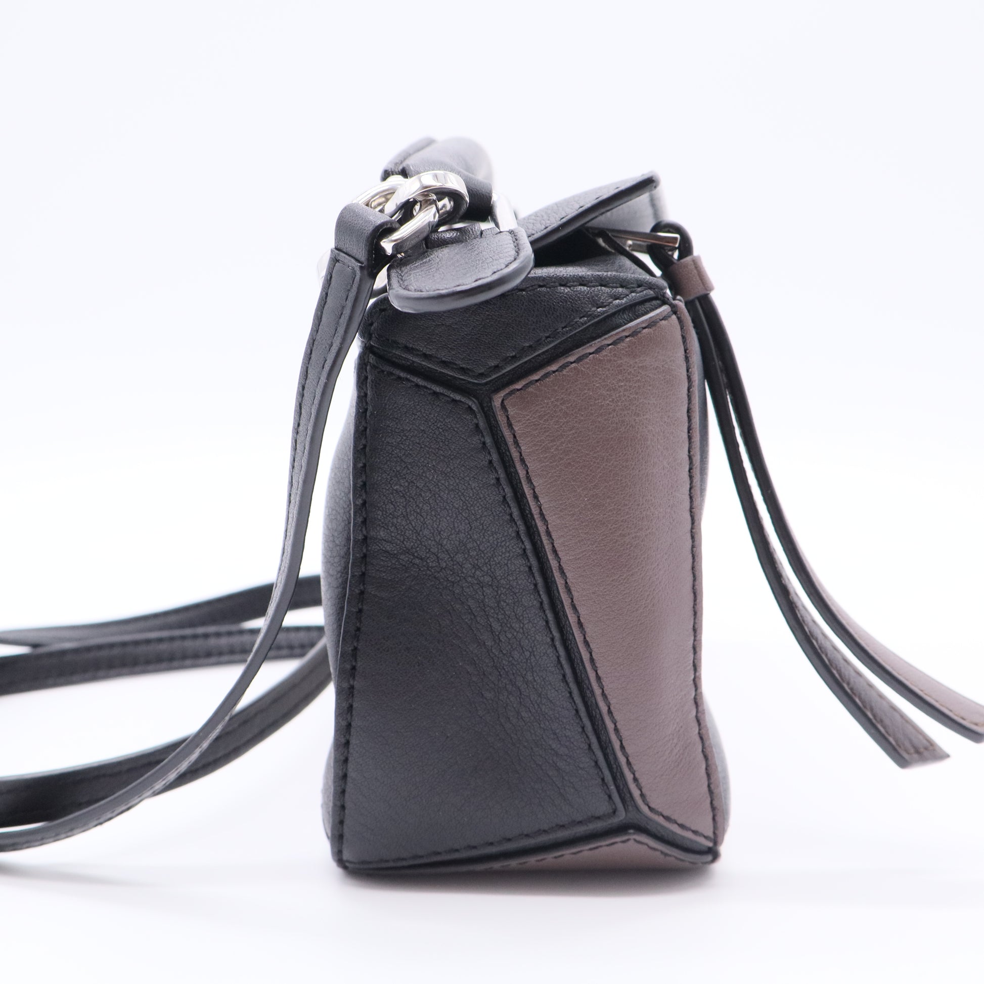 Calfskin Mini Puzzle Bag Black Taupe