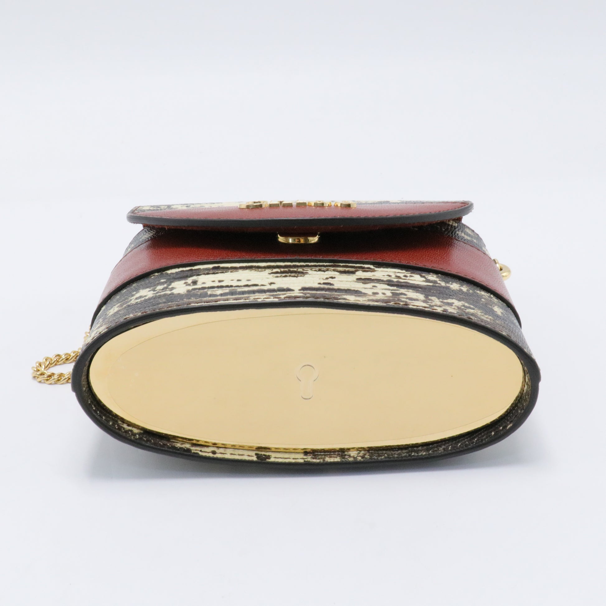 Aby Lock Bag Lizard Embossed Leather Small