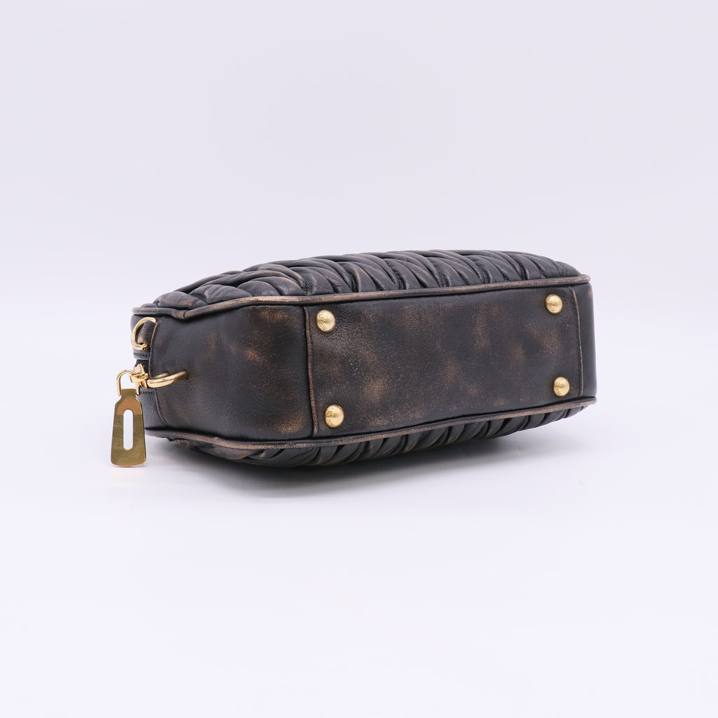 Miu Miu Arcadie Matelassé nappa leather bag Sabbia Caffe twins LDJ5533