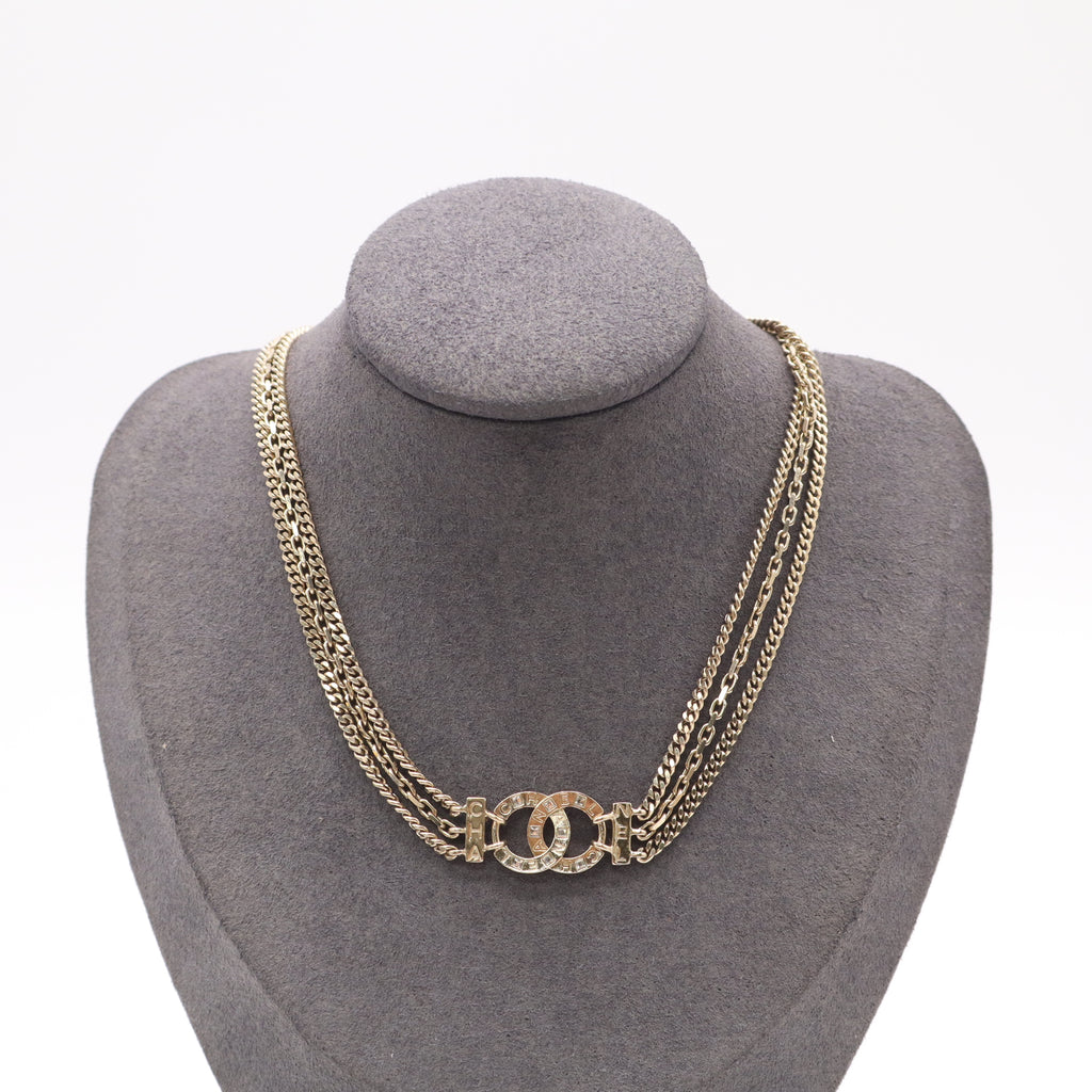 Chanel Vintage Cutout Logo CC Multi-Strand Chain Necklace twins LDJ5547