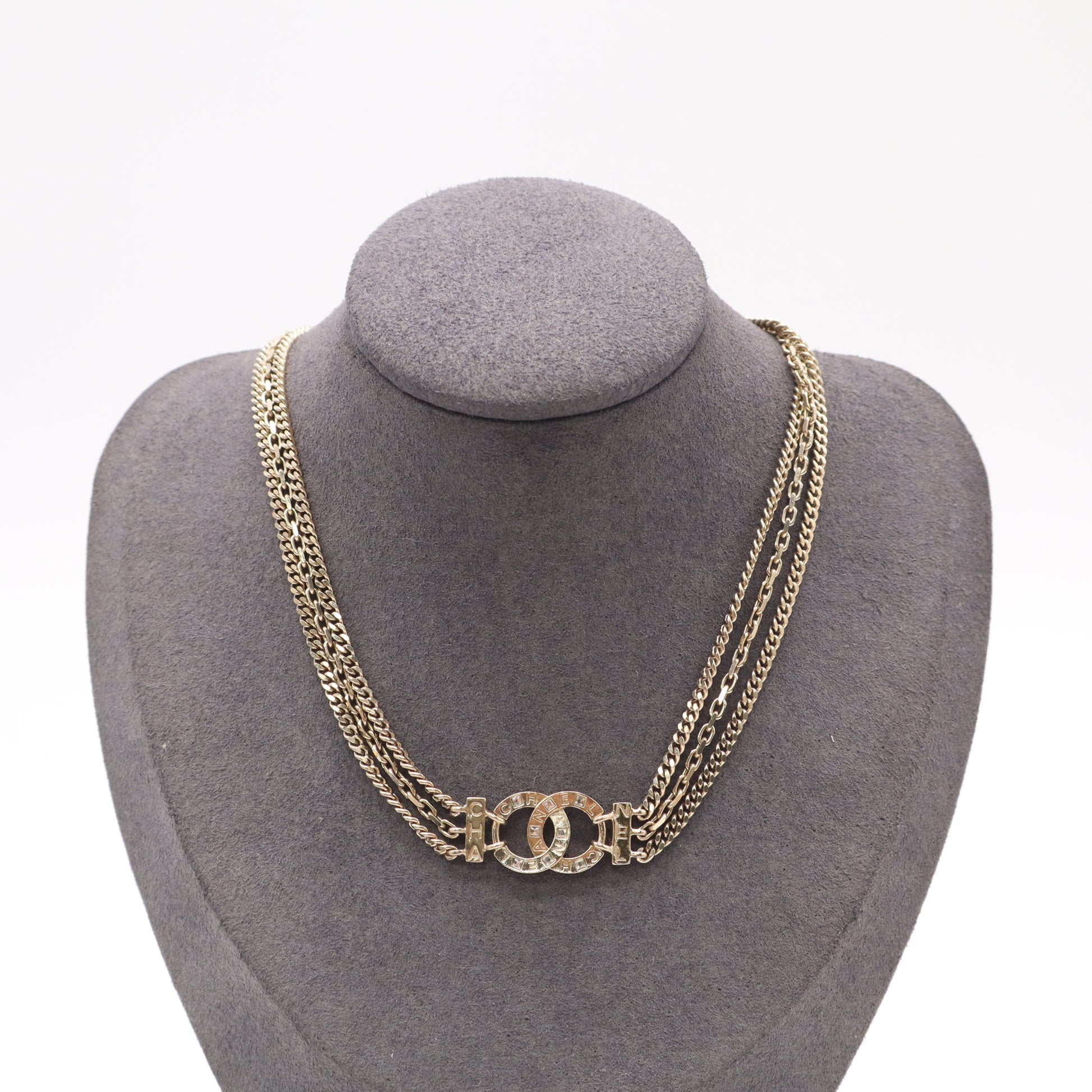 Chanel Vintage Cutout Logo CC Multi-Strand Chain Necklace twins LDJ5547