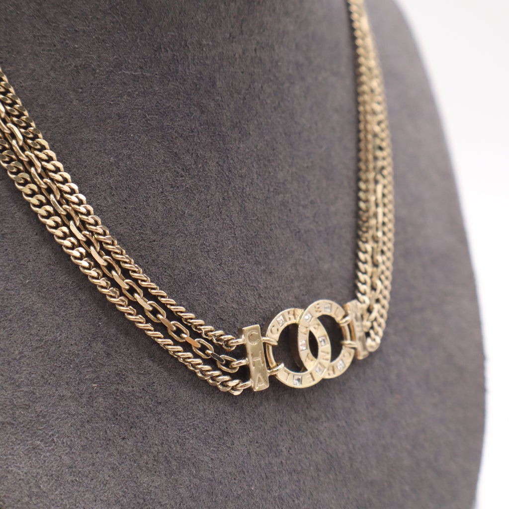 Chanel Vintage Cutout Logo CC Multi-Strand Chain Necklace twins LDJ5547