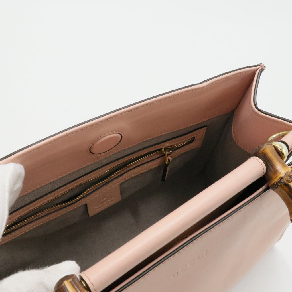 Leather Small Nymphaea Bamboo Tote