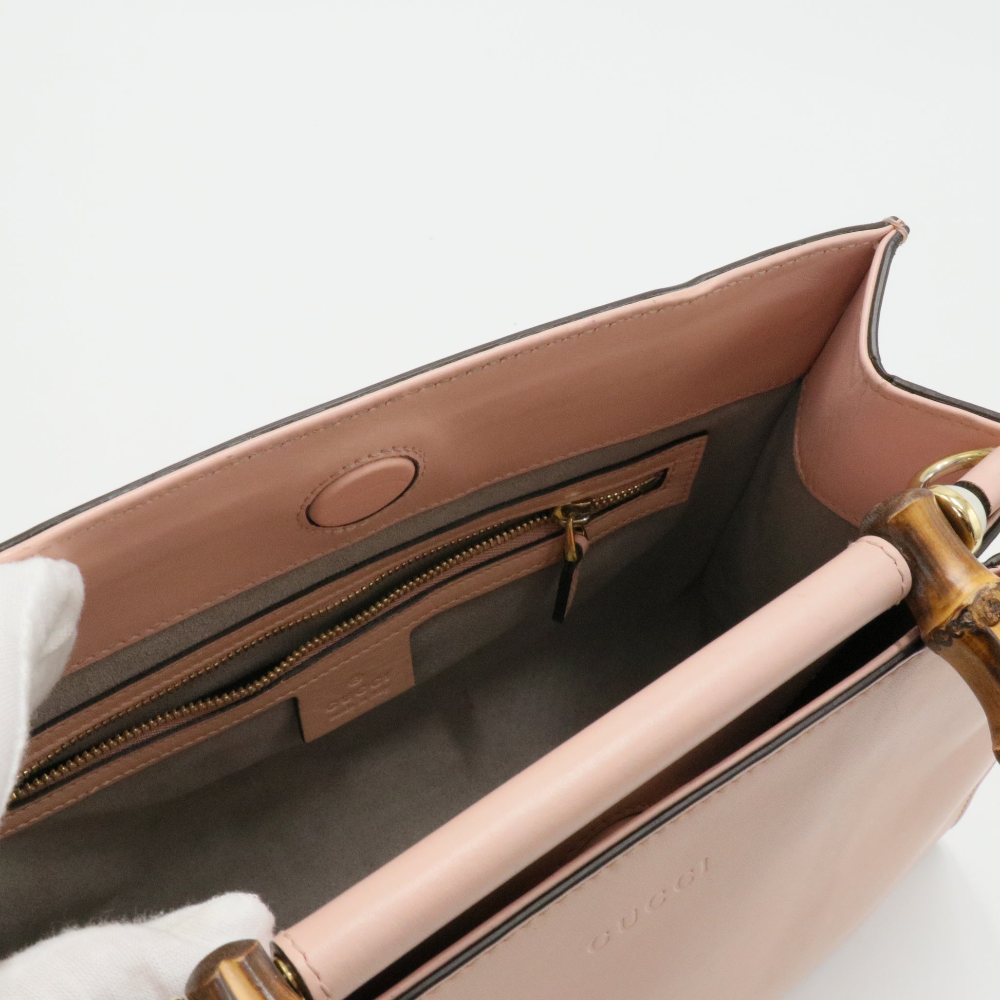 Leather Small Nymphaea Bamboo Tote
