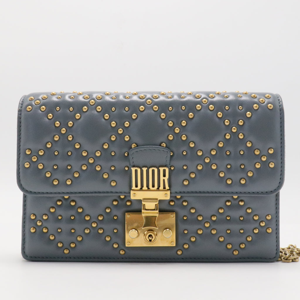 Lambskin Cannage Studded Dioraddict Wallet on Chain