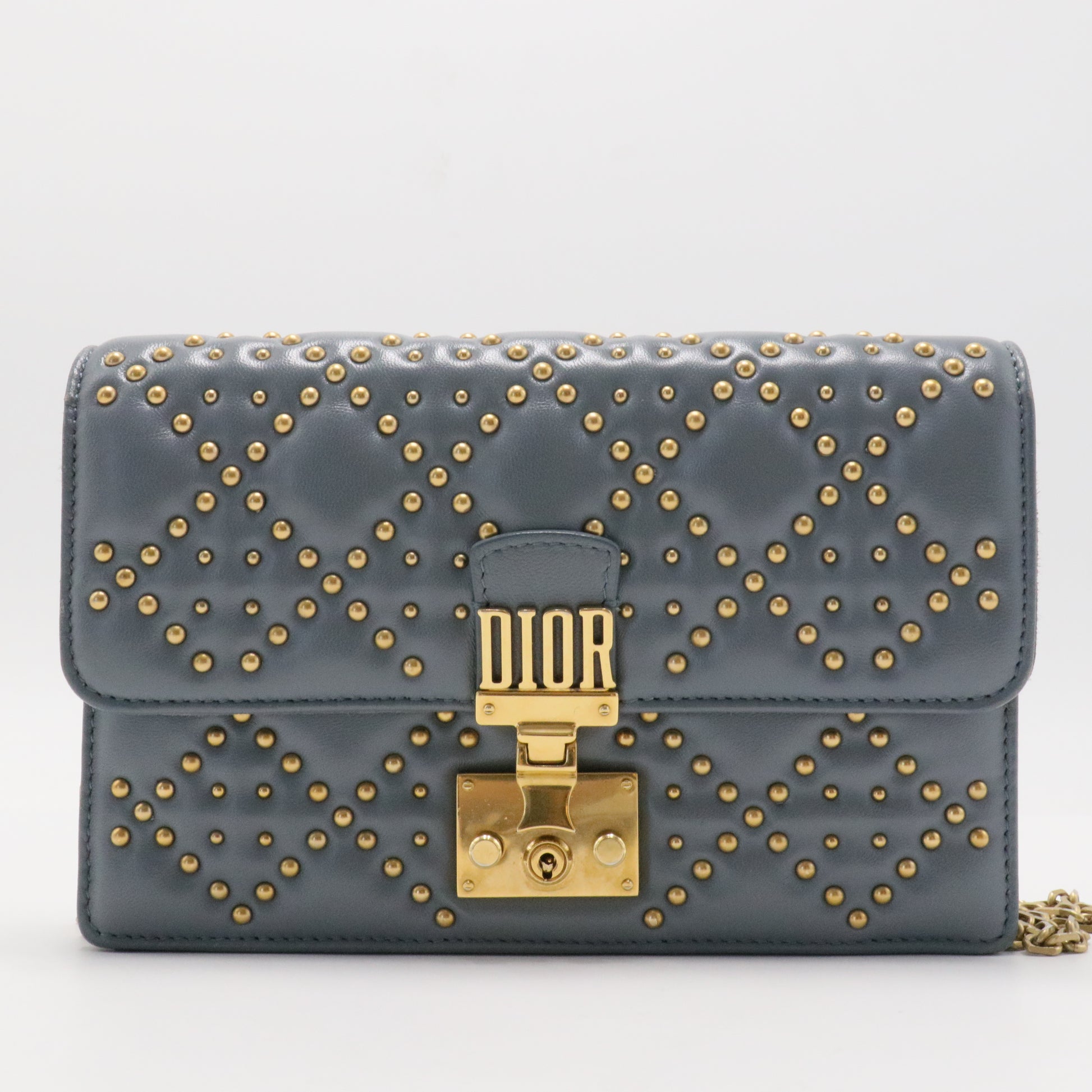Lambskin Cannage Studded Dioraddict Wallet on Chain