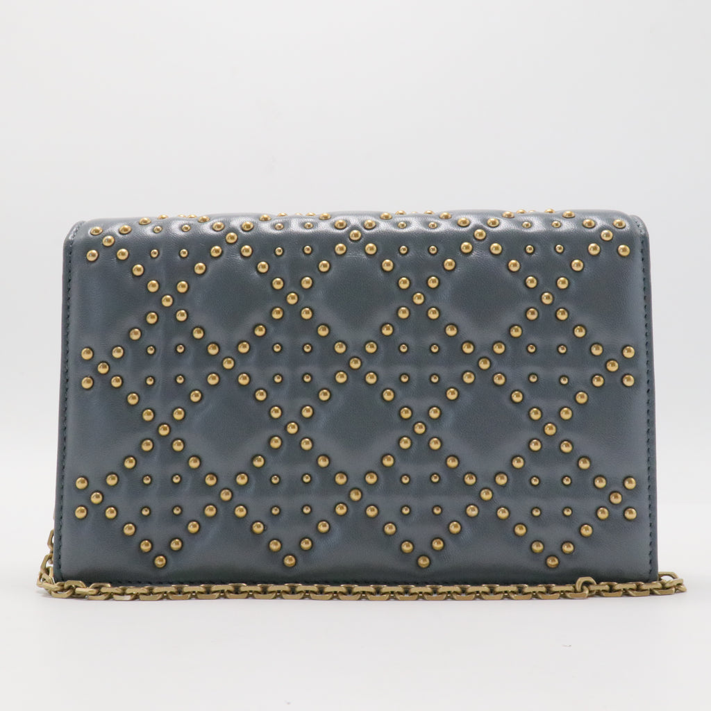 Lambskin Cannage Studded Dioraddict Wallet on Chain