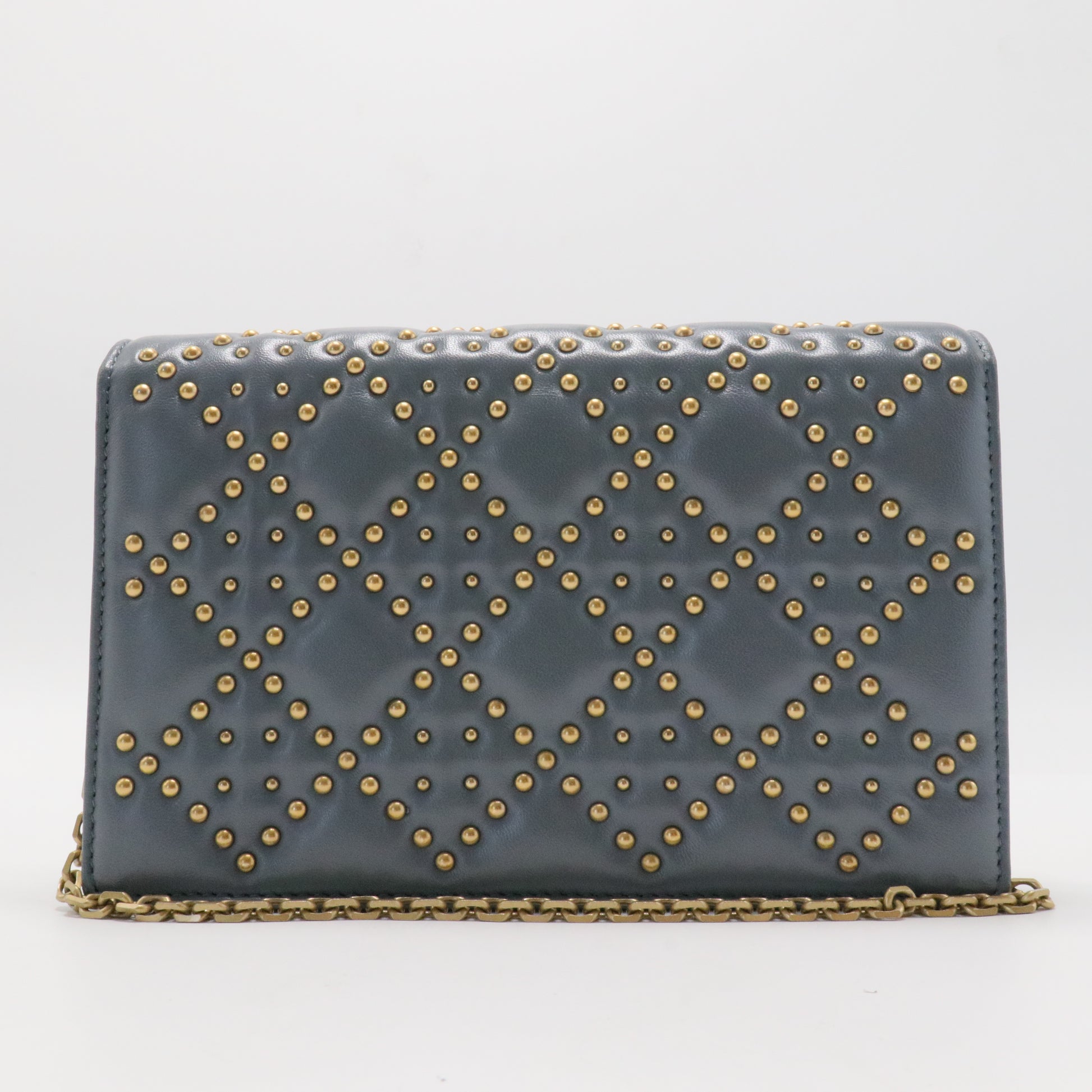 Lambskin Cannage Studded Dioraddict Wallet on Chain