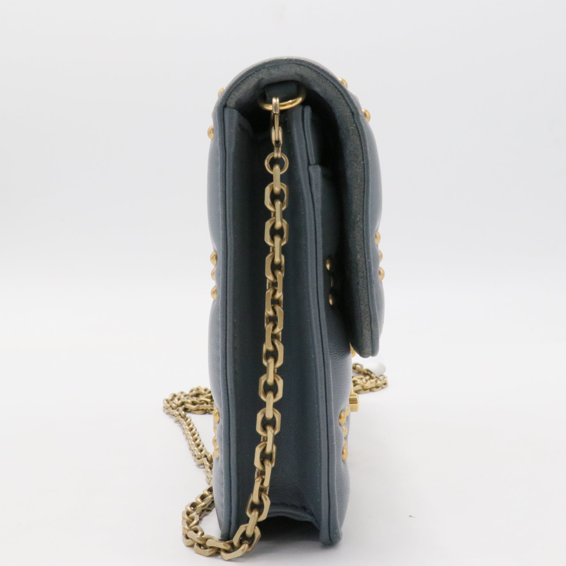 Lambskin Cannage Studded Dioraddict Wallet on Chain