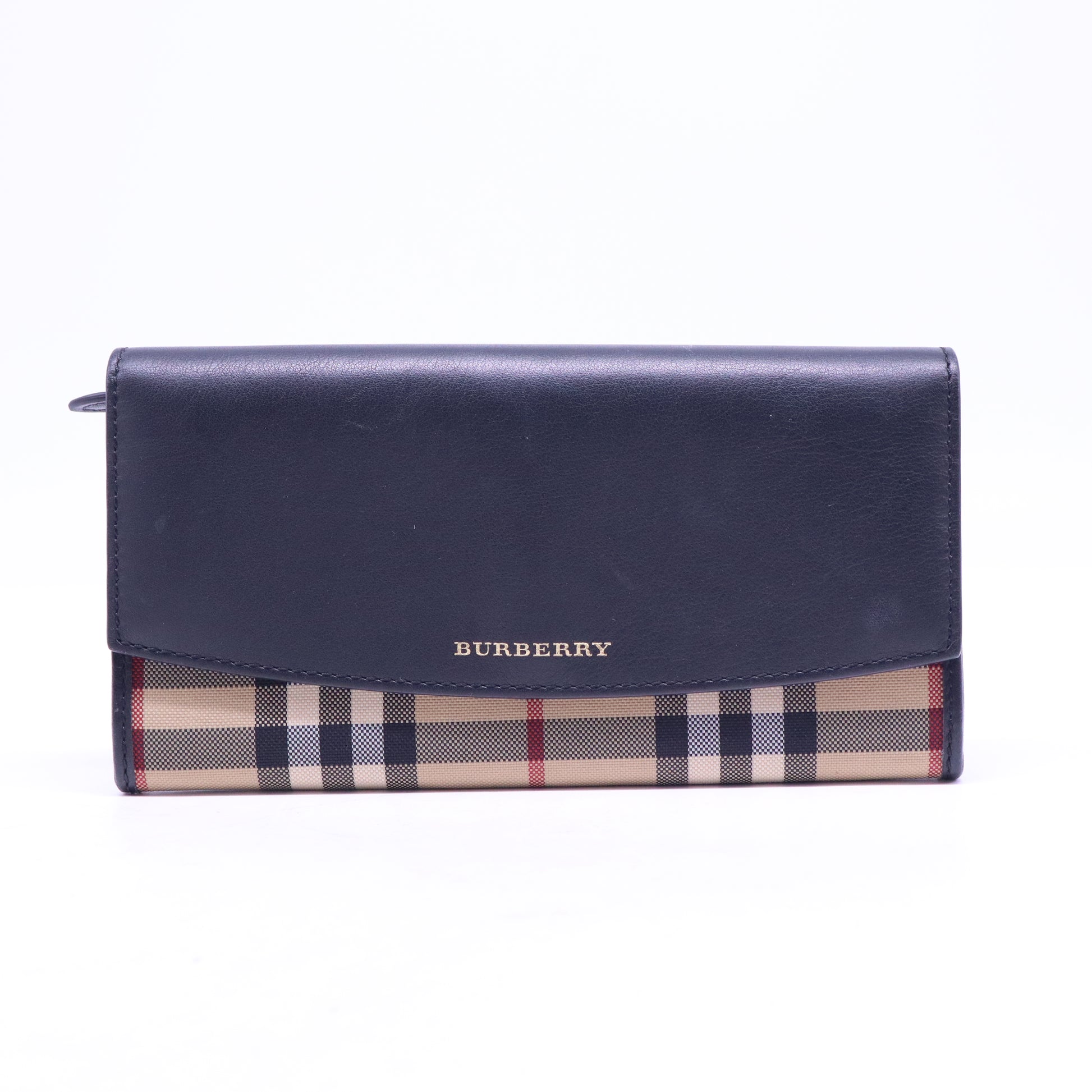 Black Leather Haymarket Check Porter Continental Wallet W20785