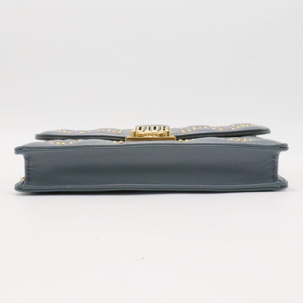 Lambskin Cannage Studded Dioraddict Wallet on Chain