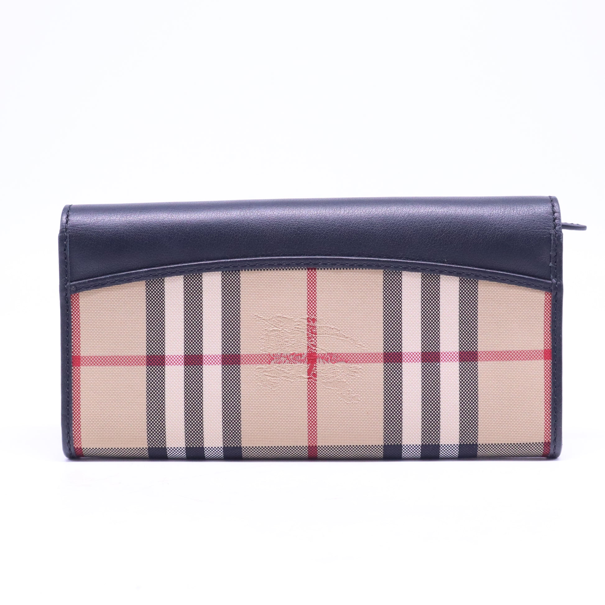 Black Leather Haymarket Check Porter Continental Wallet W20785