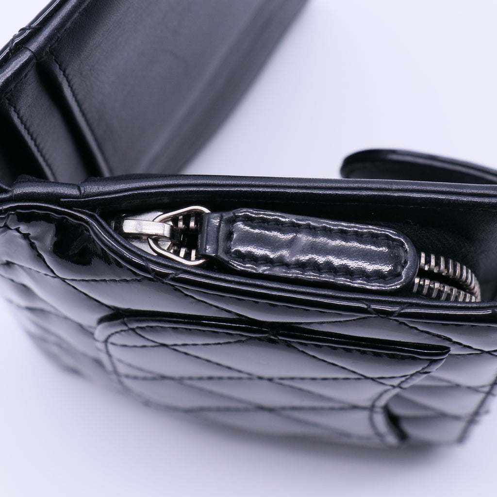 Chanel Brilliant Patent Quilted Flap Compact Wallet W21255