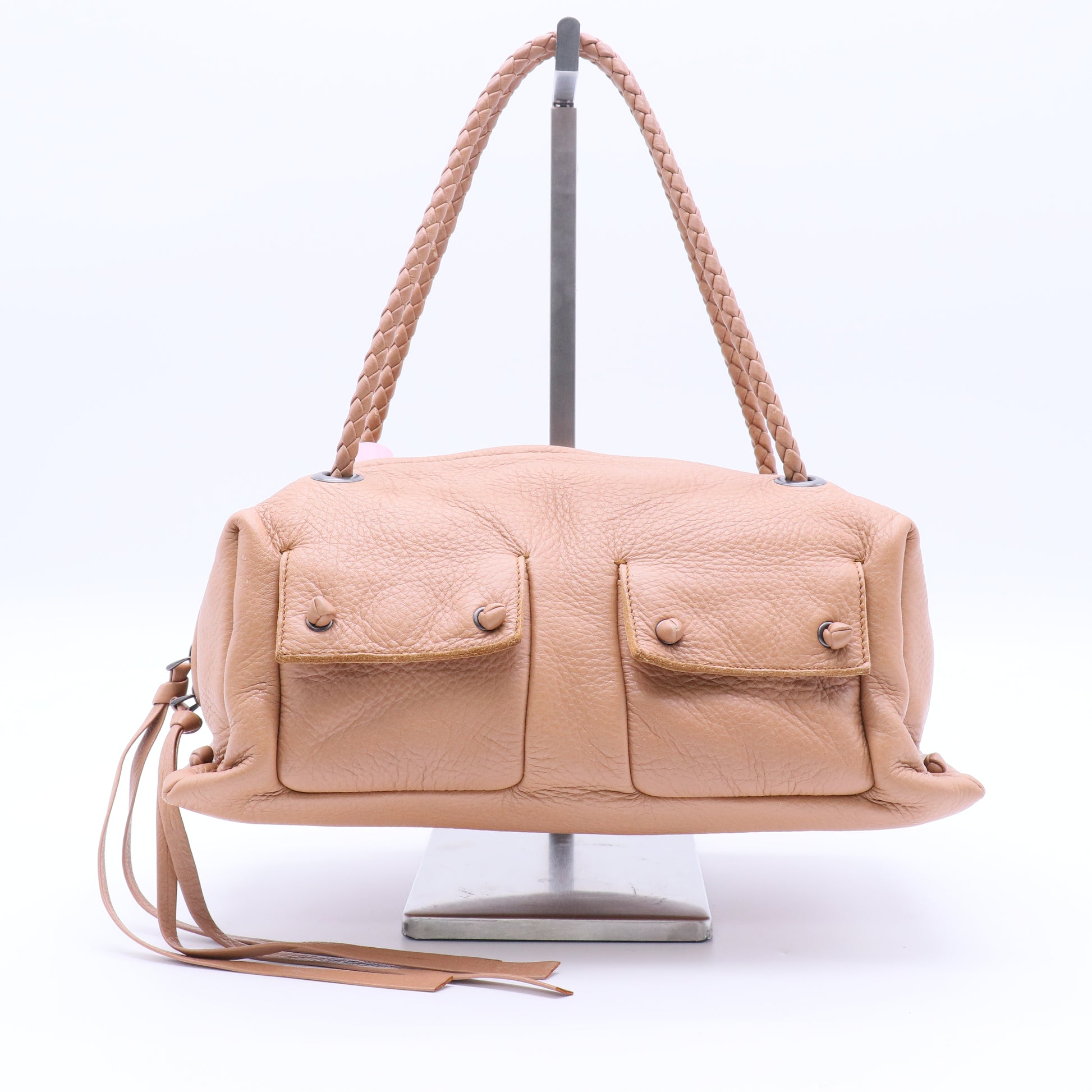 Bottega Veneta Tan Leather Iguila Satchel Bag twins