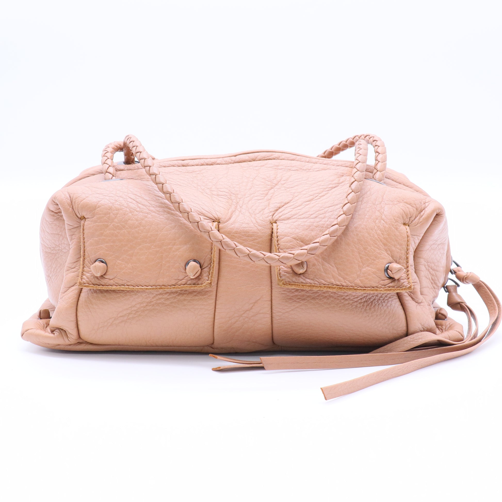 Bottega Veneta Tan Leather Iguila Satchel Bag twins