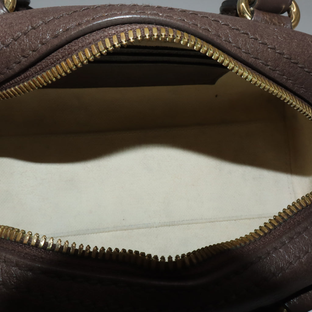 Gucci GG Supreme Monogram Textured Dollar Calfskin Web Mini Ophidia Top Handle Bowler Bag Beige Ebony New Acero twins LDJ5552