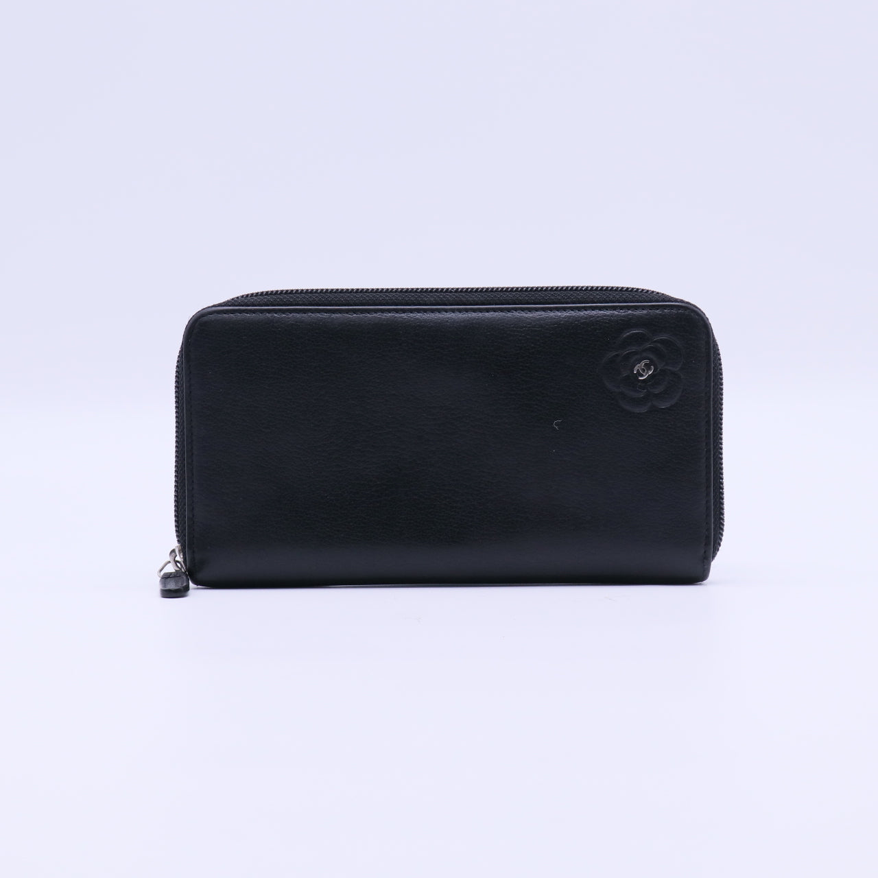 Chanel Camellia Stud Lambskin Zip Around Wallet W21213