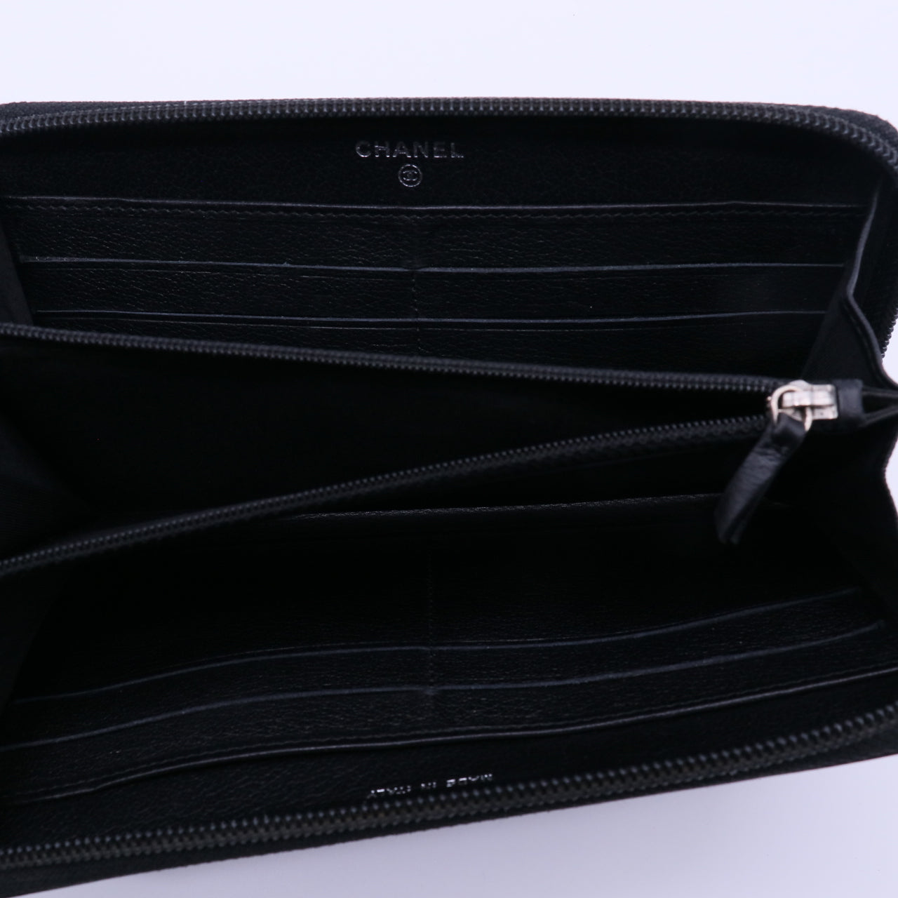 Chanel Camellia Stud Lambskin Zip Around Wallet W21213