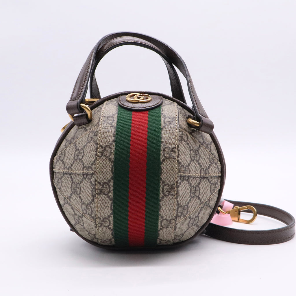 GG Supreme Monogram Textured Dollar Calfskin Web Mini Ophidia Basketball Shaped Twins LDJ2704